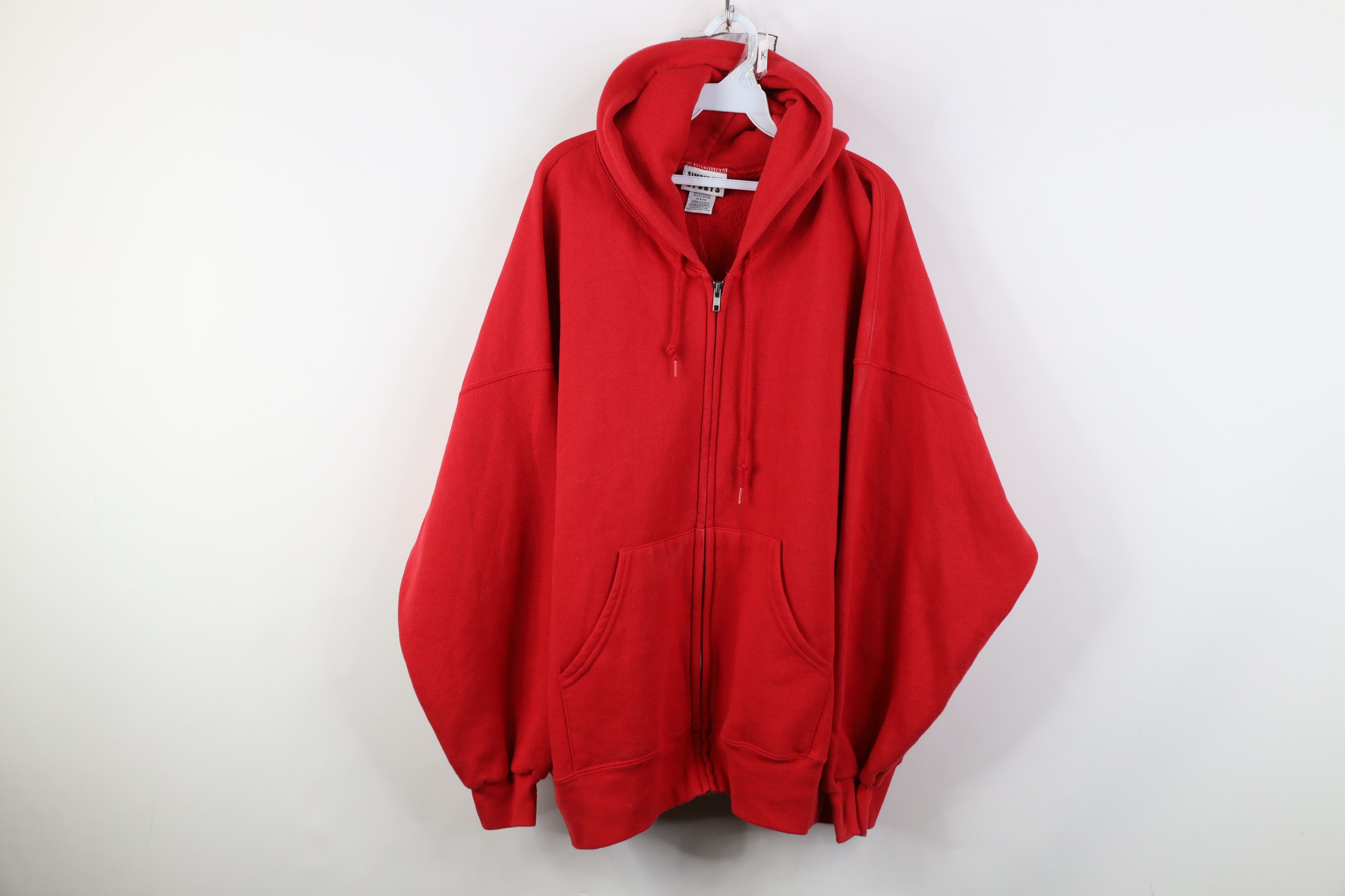 Vintage Vintage 90s Streetwear Blank Heavyweight Full Zip Hoodie Red Size US XXL / EU 58 / 5 - 1 Thumbnail