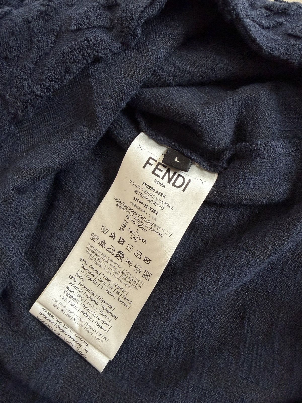 Fendi Fendi Roma FF Monogram Terry Cloth T-Shirt Navy Blue Size L Size US L / EU 52-54 / 3 - 4 Thumbnail