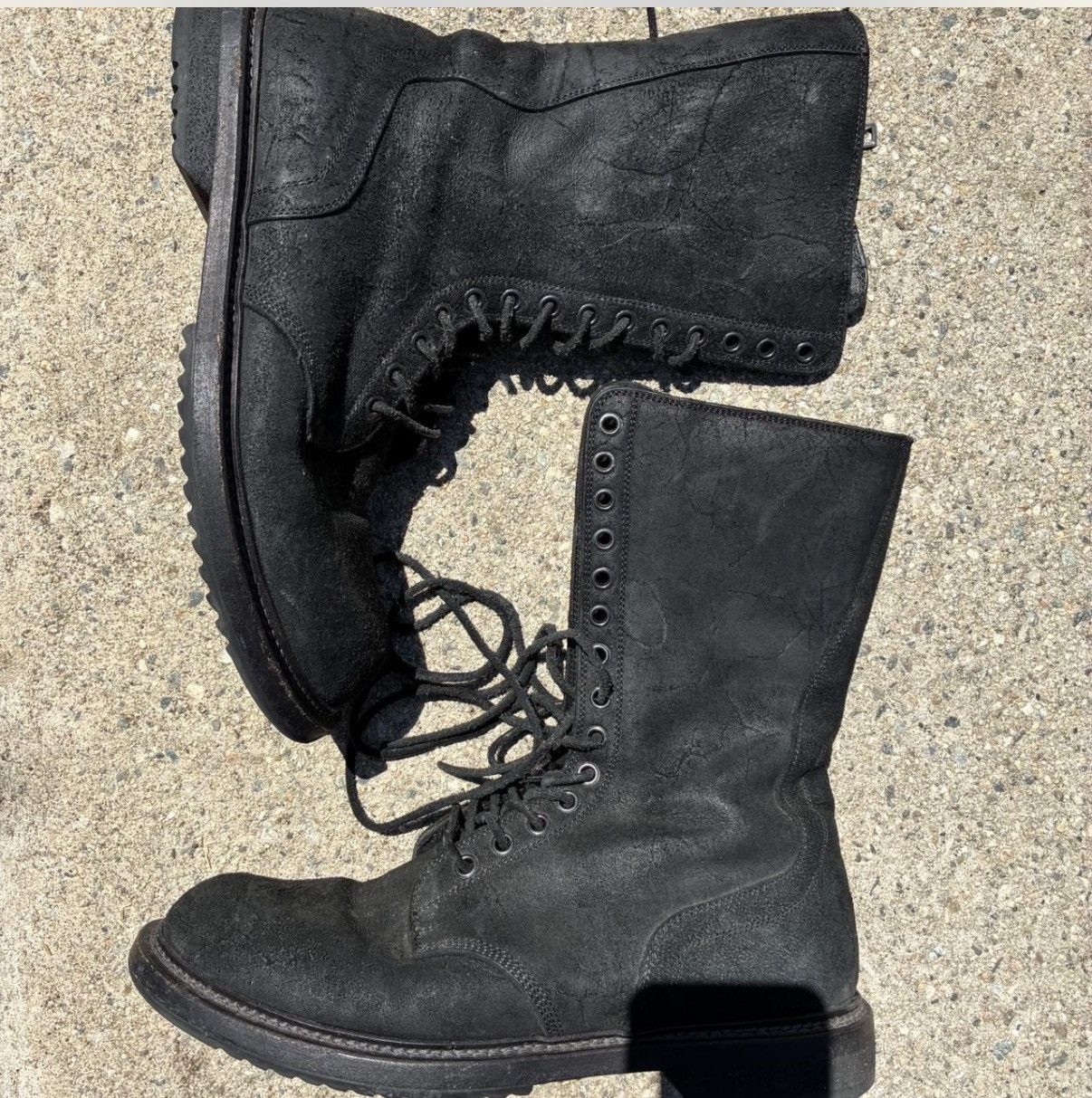 Rick Owens Rick Owens Reverse Leather Black Combat Boots Size US 9.5 / IT 39.5 - 7 Thumbnail