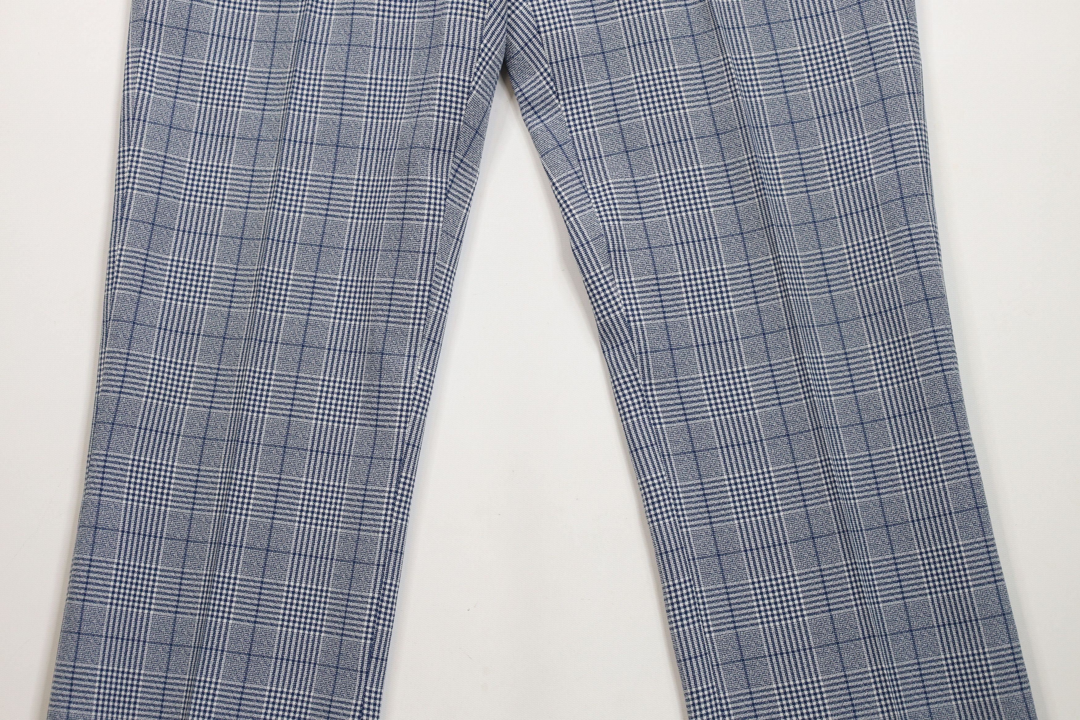 Vintage Vintage 70s Streetwear Wide Leg Chino Pants Blue Plaid USA Size US 32 / EU 48 - 3 Thumbnail