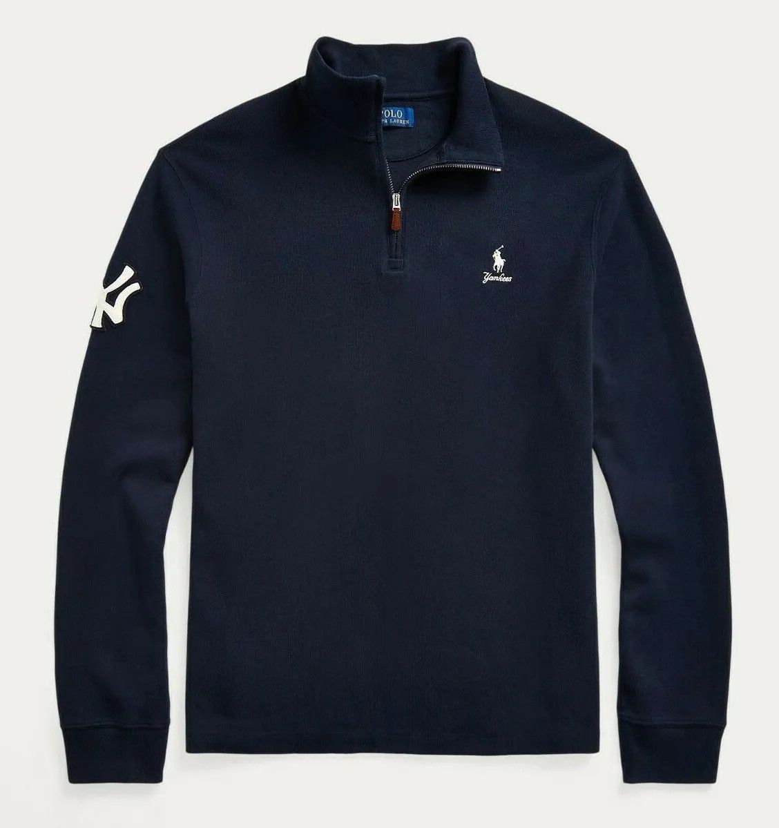 image of Polo Ralph Laurent Ny Yankees Mlb Quarter Zip Lt Ed Pony Logo in Blue, Men's (Size XL)