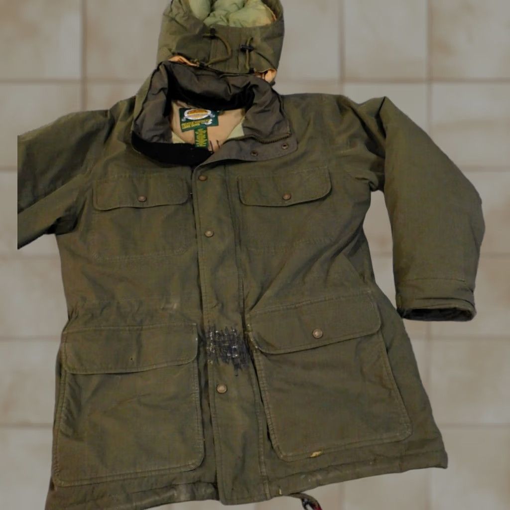 Vintage Cabela's Jacket Men M Green Parka Down Insulation Removable Hood Logo Canvas Zip Mid-Length Casual Winter Fall Size US M / EU 48-50 / 2 - 1 Thumbnail