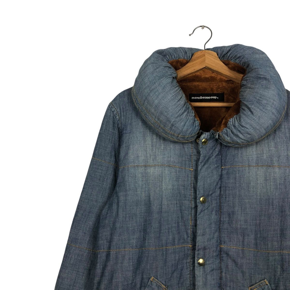 Issey Miyake 🔥CROPPED DENIM BIKER JACKET MERCIBEAUCOUP BLANKET PUFFER Size US M / EU 48-50 / 2 - 9 Thumbnail