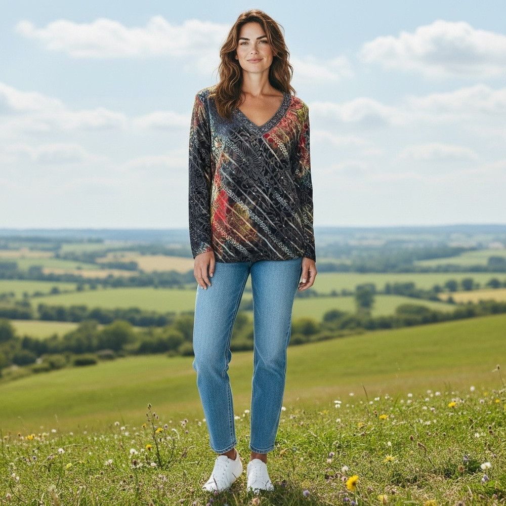 Coldwater Creek New Coldwater Creek Velvet Burnout Long Sleeve Top Size L Size L / US 10 / IT 46 - 1 Thumbnail