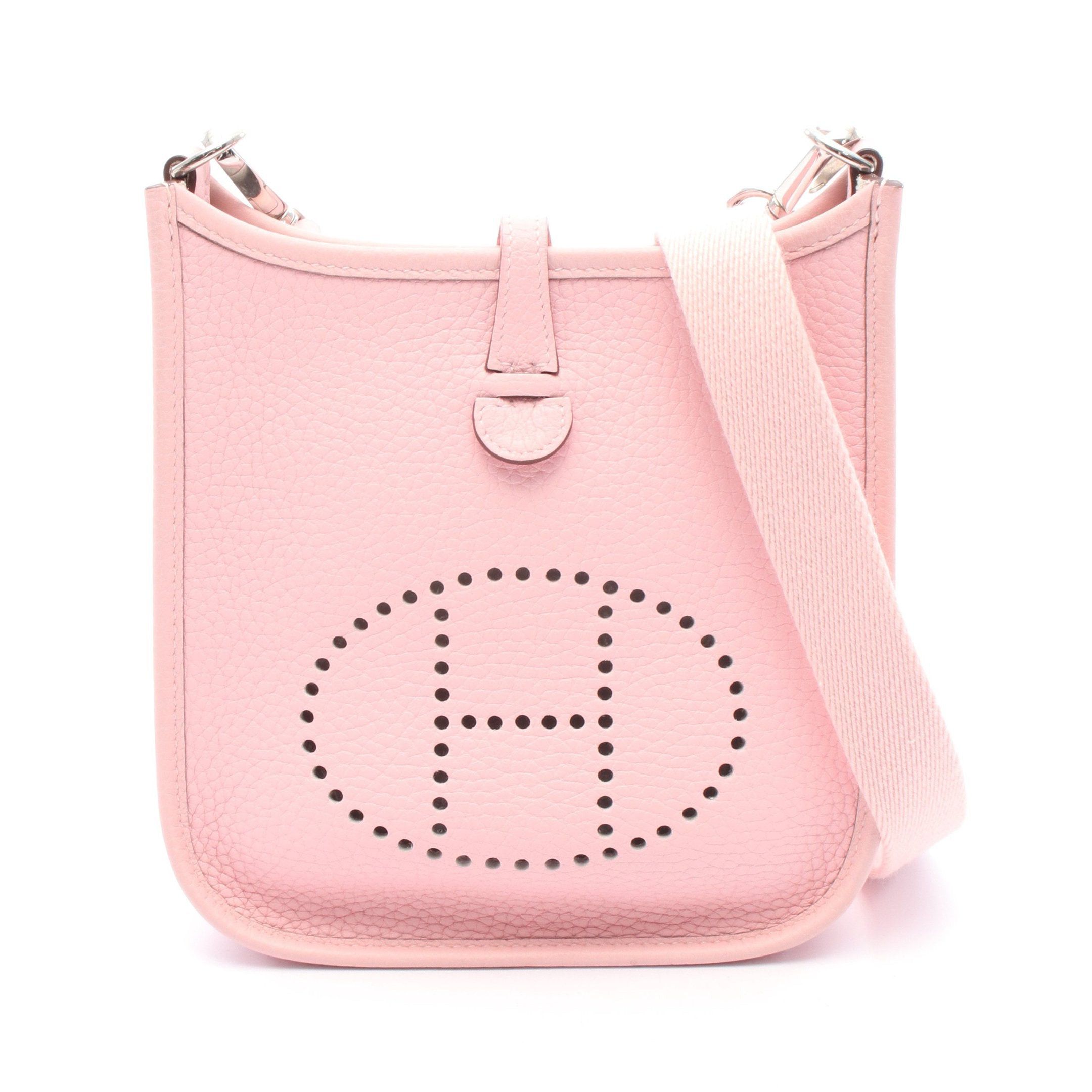 Hermes Evelyn Tpm Rose Sakura Shoulder Bag Clemence Leather Pink Silver Hardware X Stamp, Women's