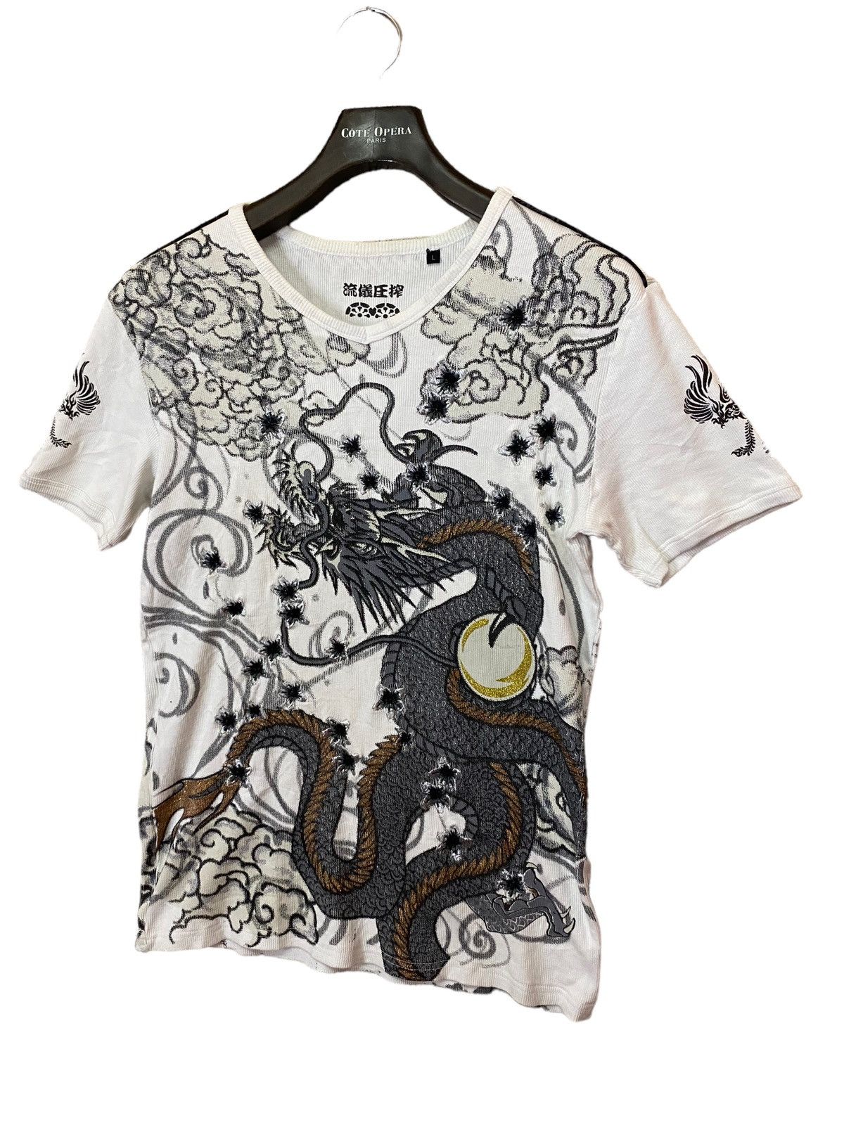 Japanese Brand Sukajan tshirt stretchable full printed dragon Size US L / EU 52-54 / 3 - 4 Thumbnail