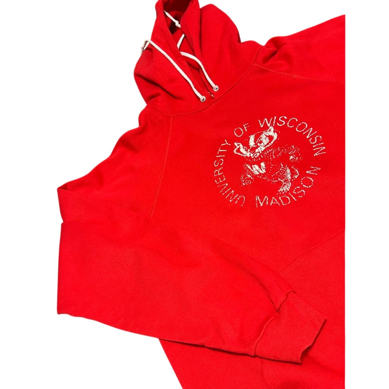 Hanes Vintage Wisconsin Badgers Hoodie Sweatshirt 80s MADE IN USA Size US XL / EU 56 / 4 - 5 Thumbnail