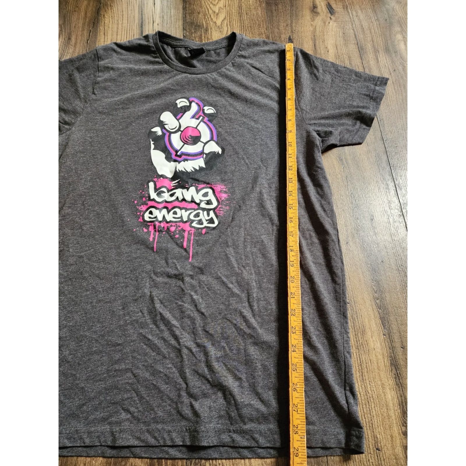 Vintage Bang Energy Mens XL Slim Fit T Shirt Double-Sided Graphic Print Gray Cotton Blend Crew Neck Short Sleeve Size US XL / EU 56 / 4 - 4 Thumbnail