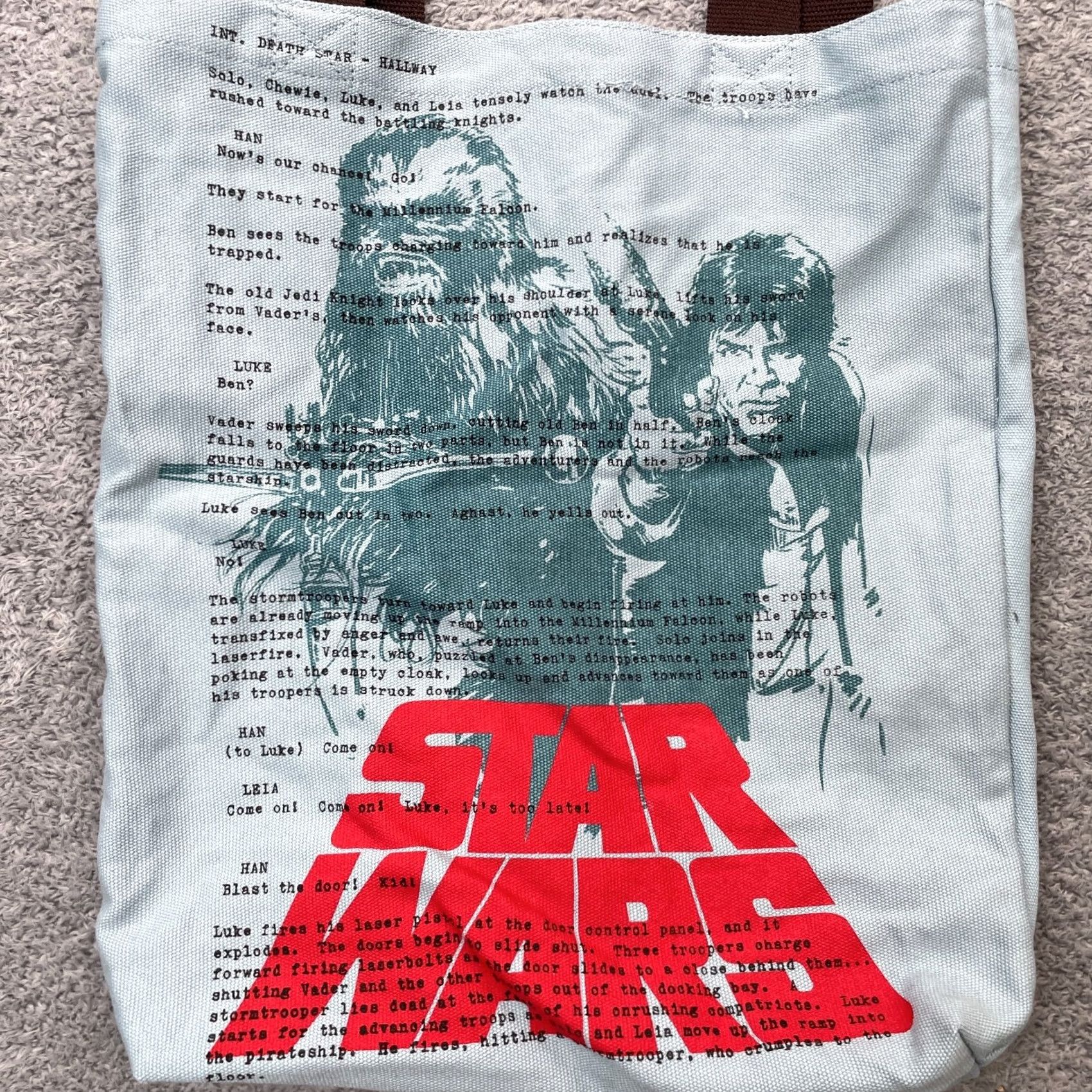 Vintage Loungefly Star Wars Blue Canvas Tote Handbag Han Solo Chewbacca Script Bag Size ONE SIZE - 6 Thumbnail