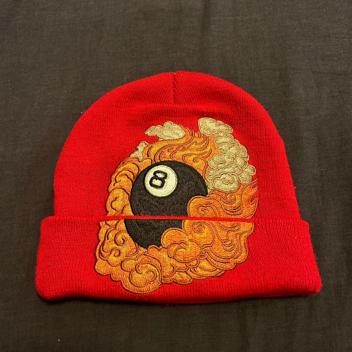 Pre-owned Supreme Martin Wong 8-ball Beanie In Red