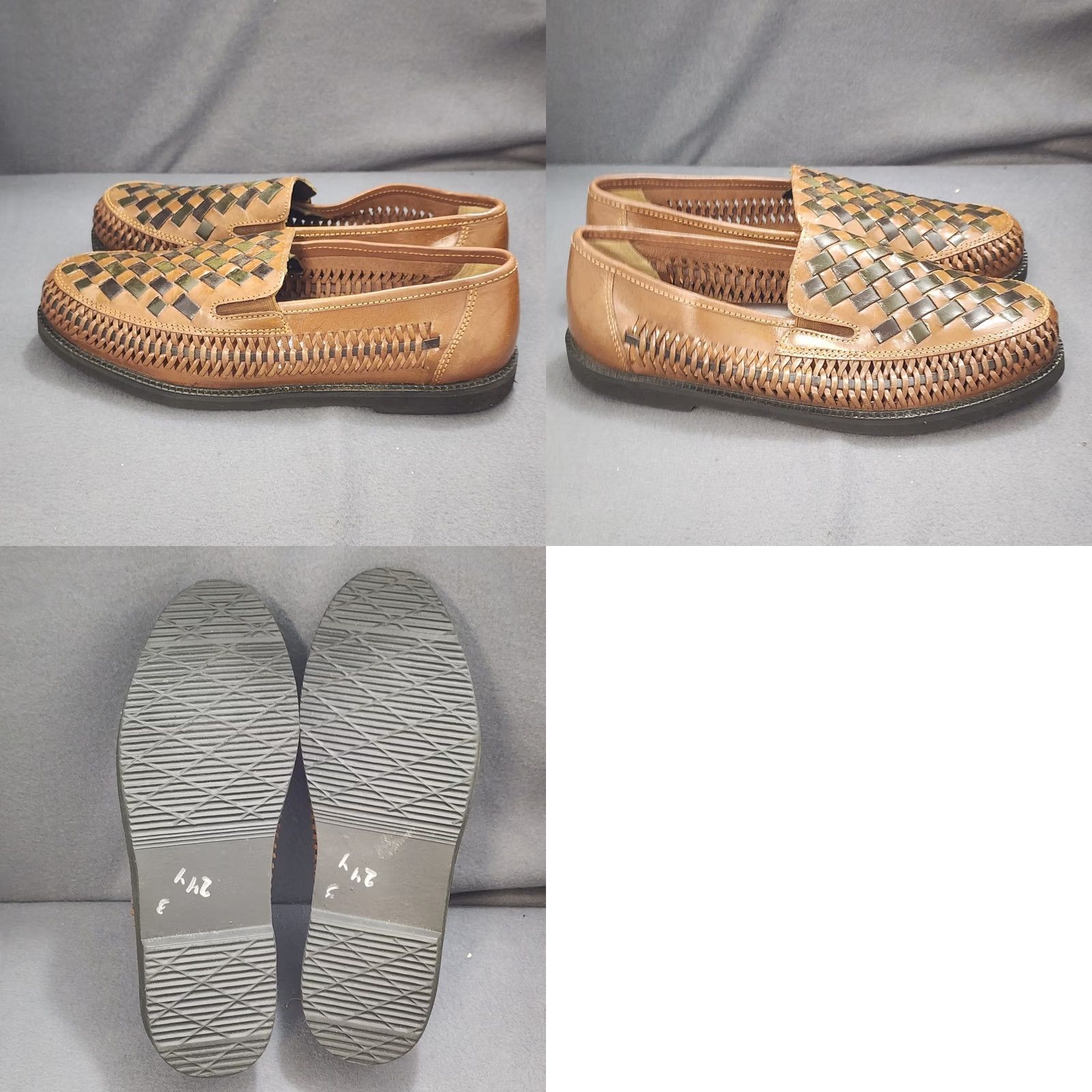 Vintage Deer Stags Loafers Slippers Mens 8 D Brown Leather Slip On Woven Casual Shoes Men's Front Slip On Size US 8 / EU 41 - 8 Thumbnail