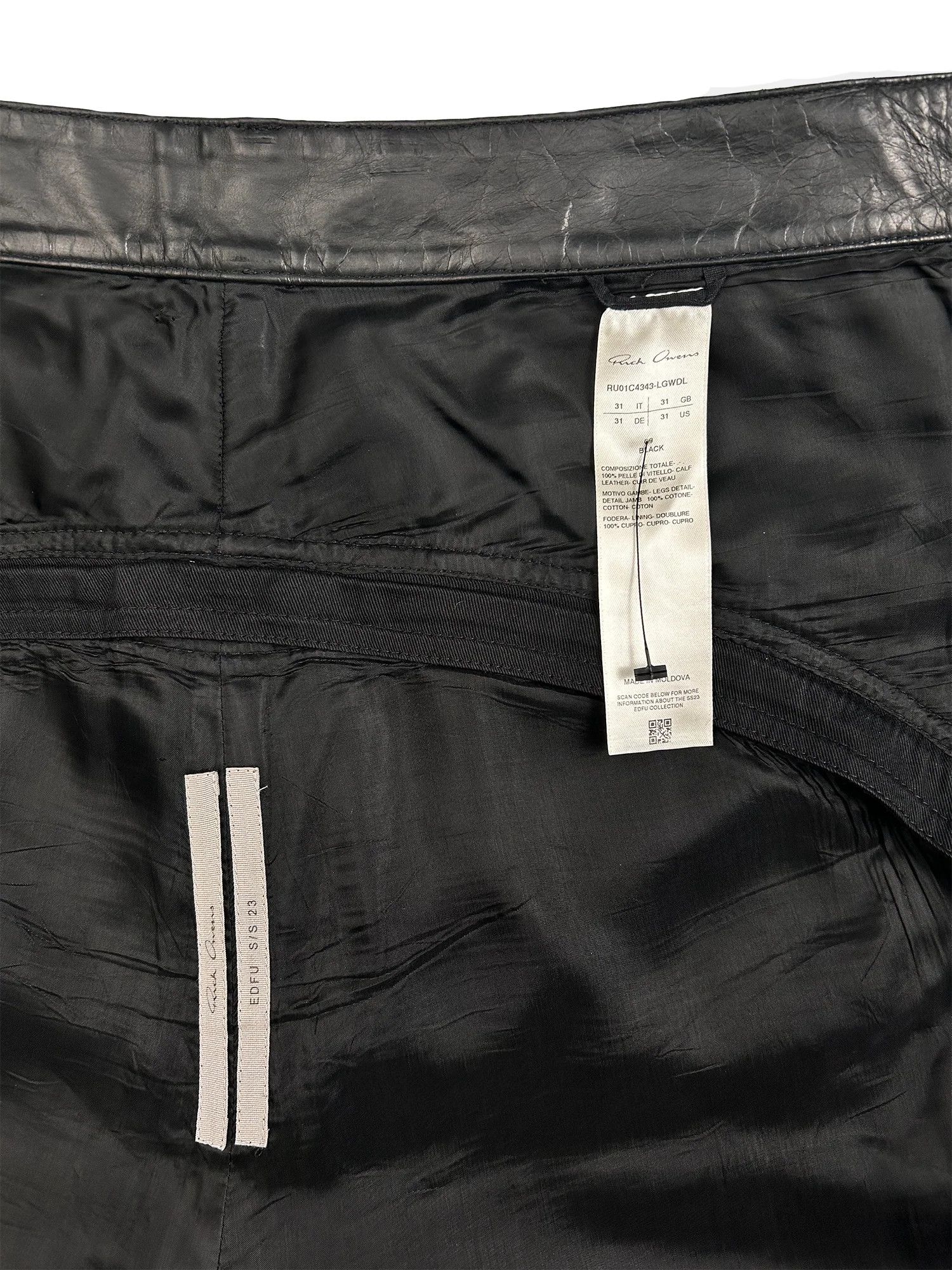 Rick Owens SS2023 EDFU Bolan Banana Leather Pants Size US 31 - 4 Thumbnail