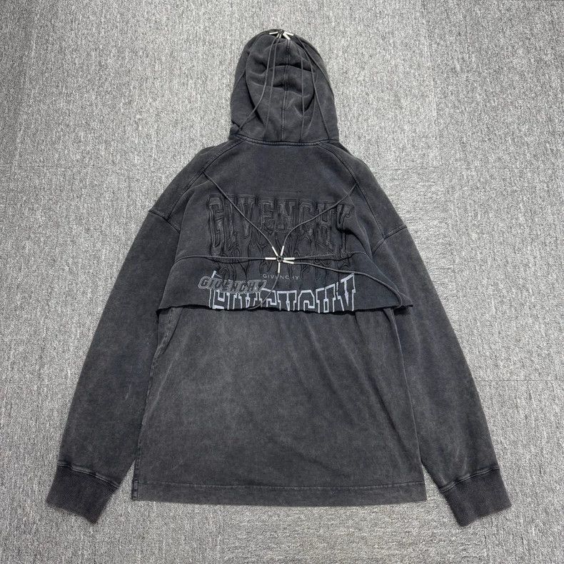 Givenchy Givenchy Water-washed distressed faux two-piece hooded swe Size US M / EU 48-50 / 2 - 5 Thumbnail