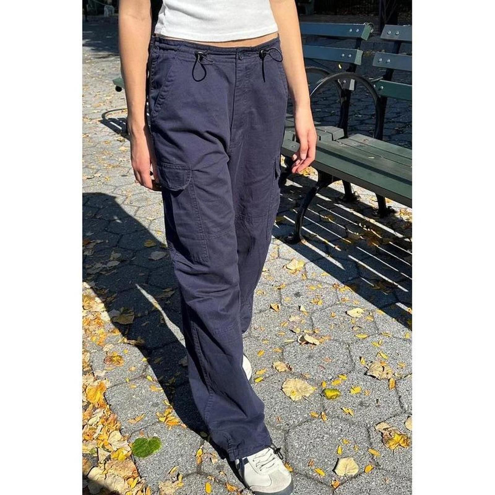 Designer Brandy Melville Navy Blue Cargo Pants Drawstring Waist Size 42" / US 20 - 1 Thumbnail