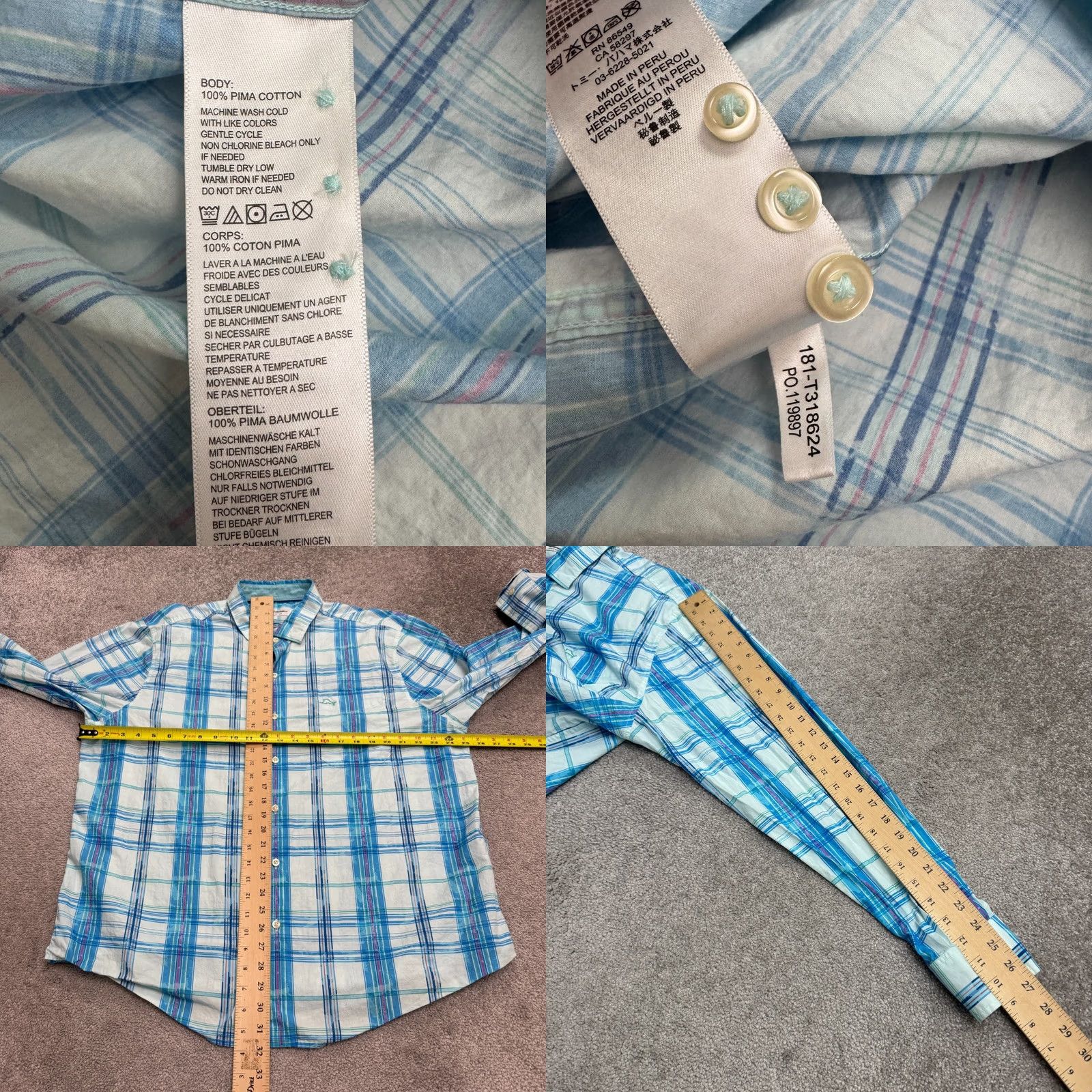 Tommy Bahama Tommy Bahama Button-Down Shirt Mens XL Blue Plaid Long Sleeve Cotton Pima Button-Up Casual Classic Outdoor Preppy Western Not Vintage Size US XL / EU 56 / 4 - 8 Thumbnail