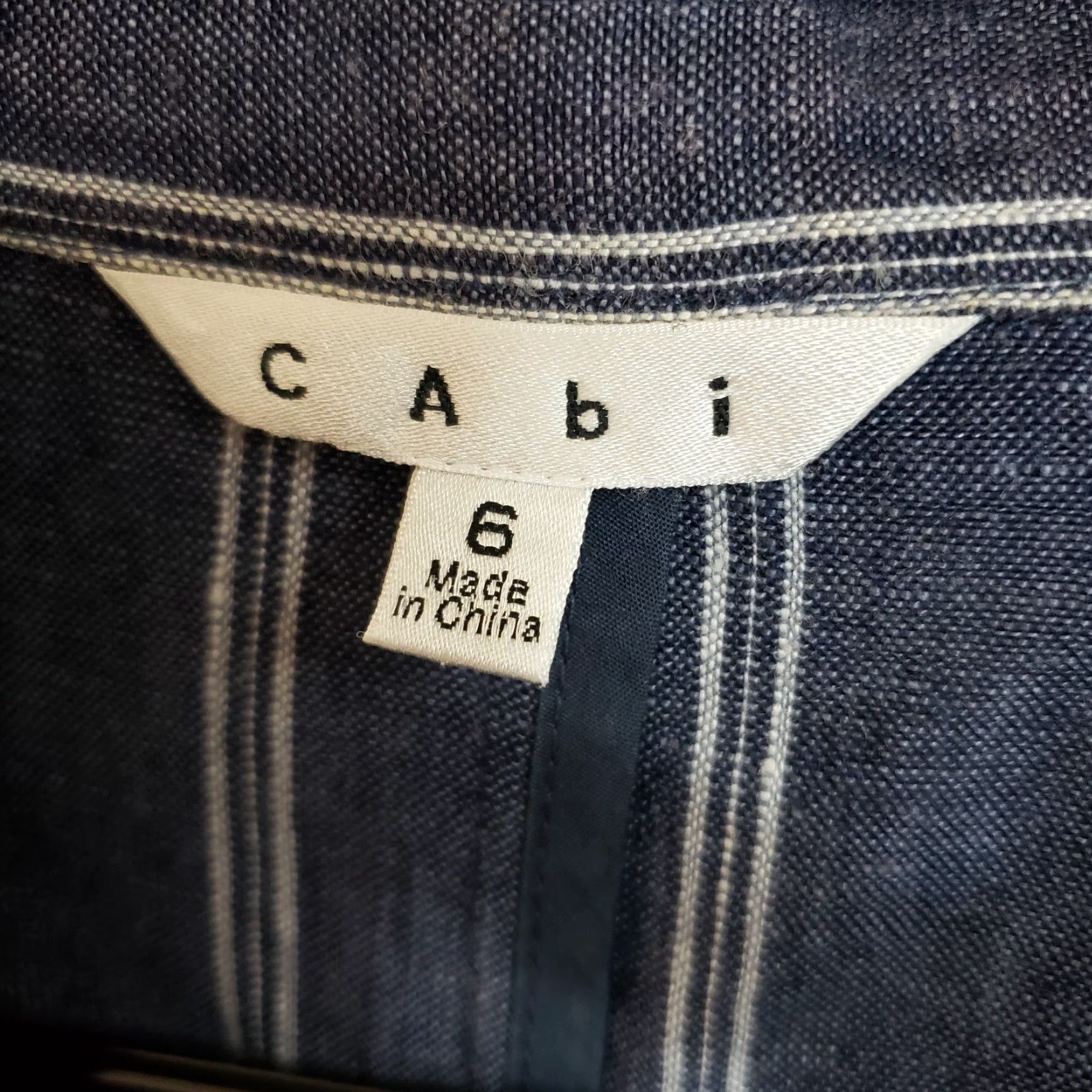 Vintage Cabi 871 Womens Blazer Sz 6 Blue Linen Striped 3/4 Sleeve Button Front Jacket Size M / US 6-8 / IT 42-44 - 6 Thumbnail