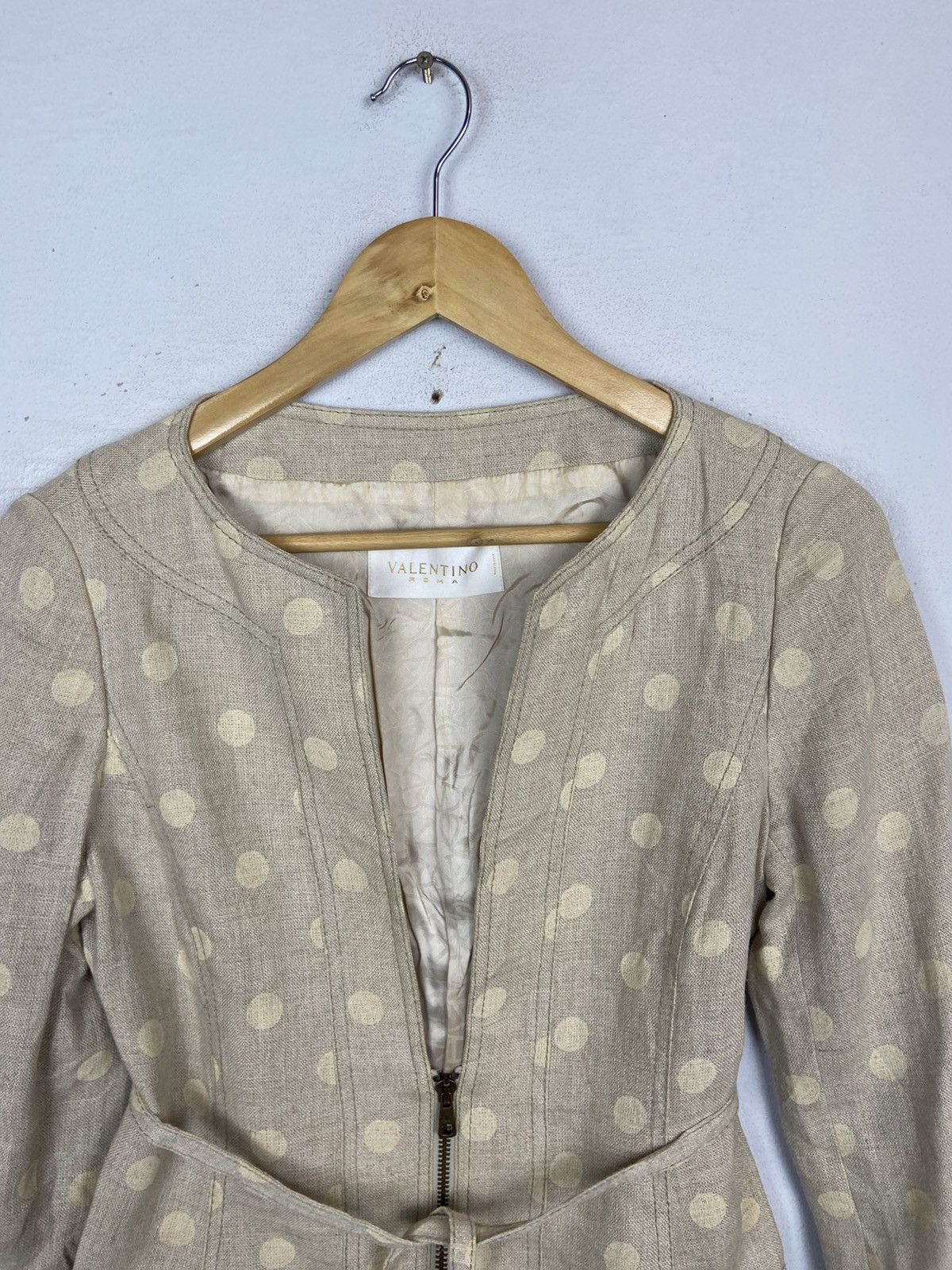 Valentino Valentino Polka Dot Cropped Italian Designer Zip-Up Coat Size M / US 6-8 / IT 42-44 - 7 Thumbnail