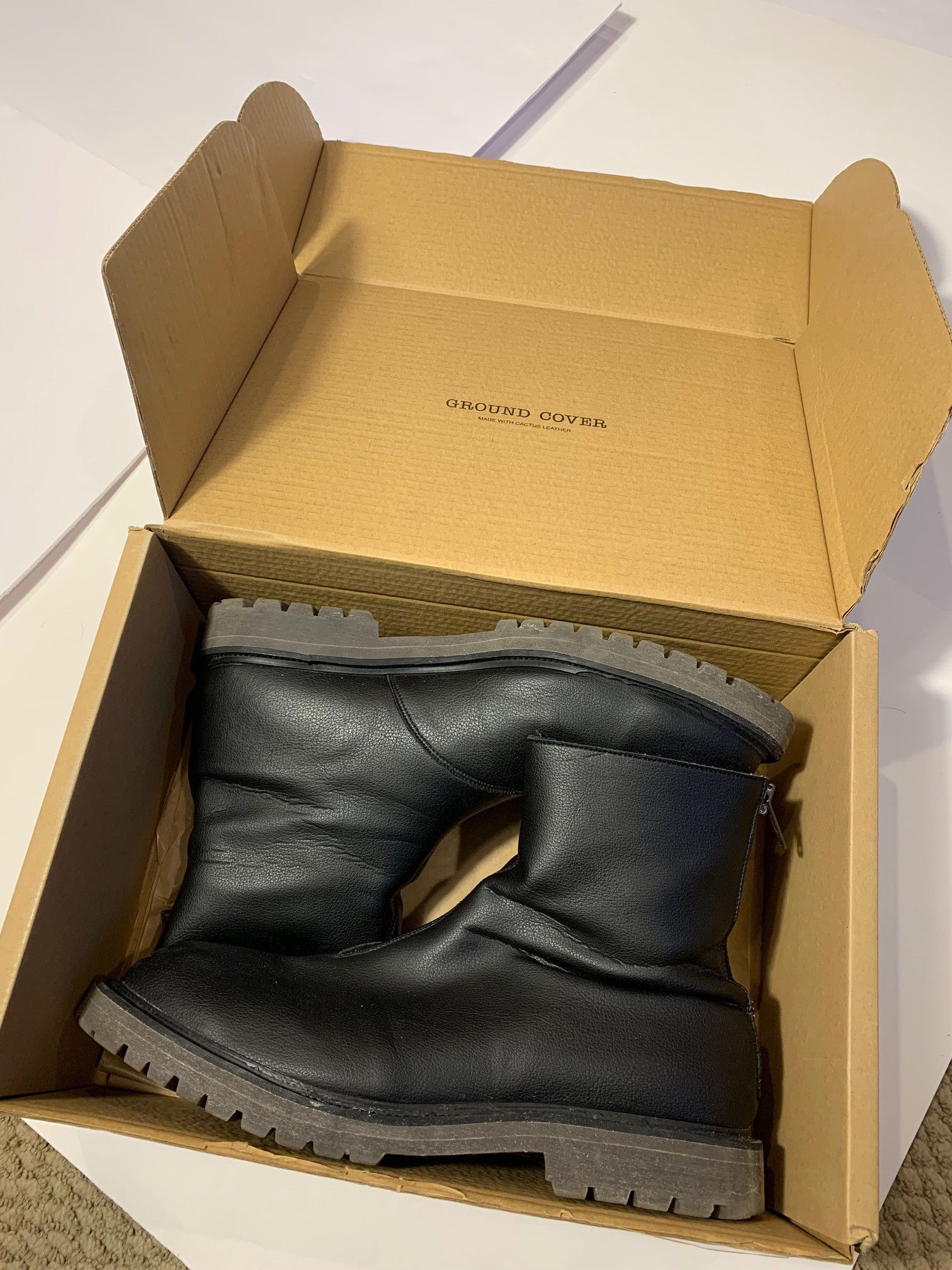 Ground Cover Back Zip Boots Cactus Leather Vegan Artisanal Size US 14 / EU 47 - 3 Thumbnail