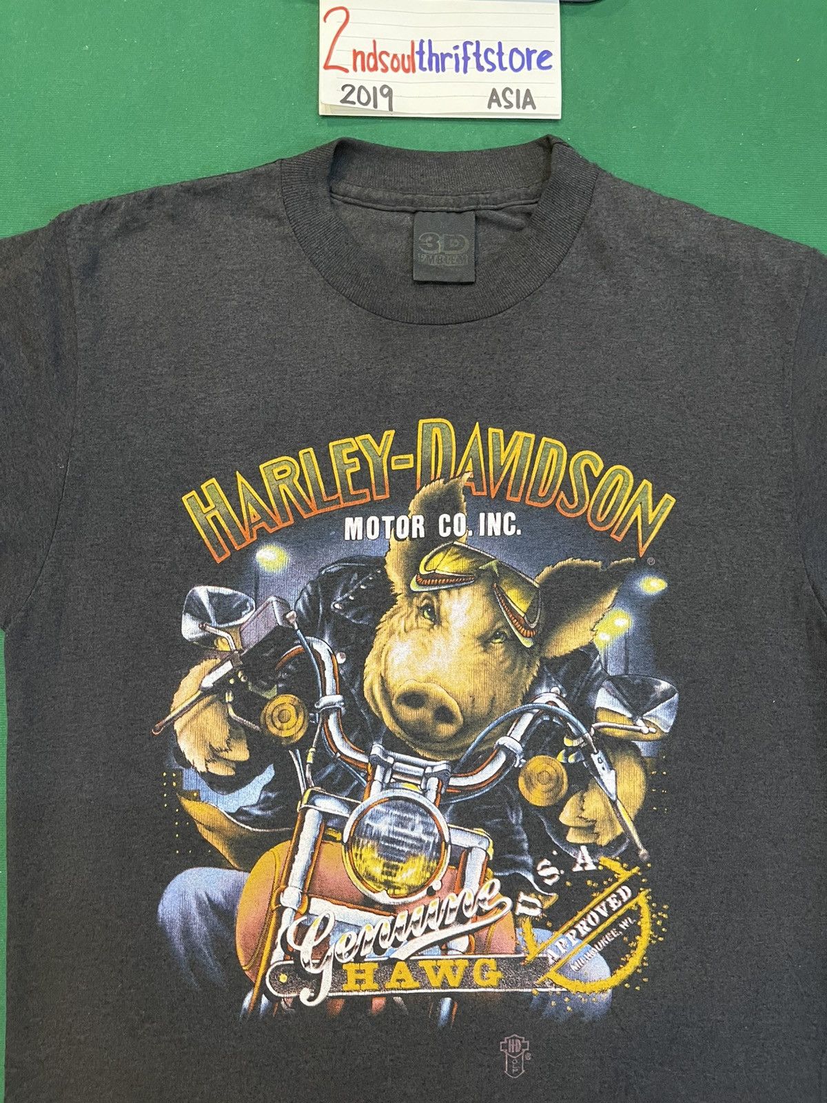 Harley Davidson × Vintage Vintage 80s 3D Emblem Harley Davidson Genuine Hawg T-Shirt Size US M / EU 48-50 / 2 - 2 Thumbnail