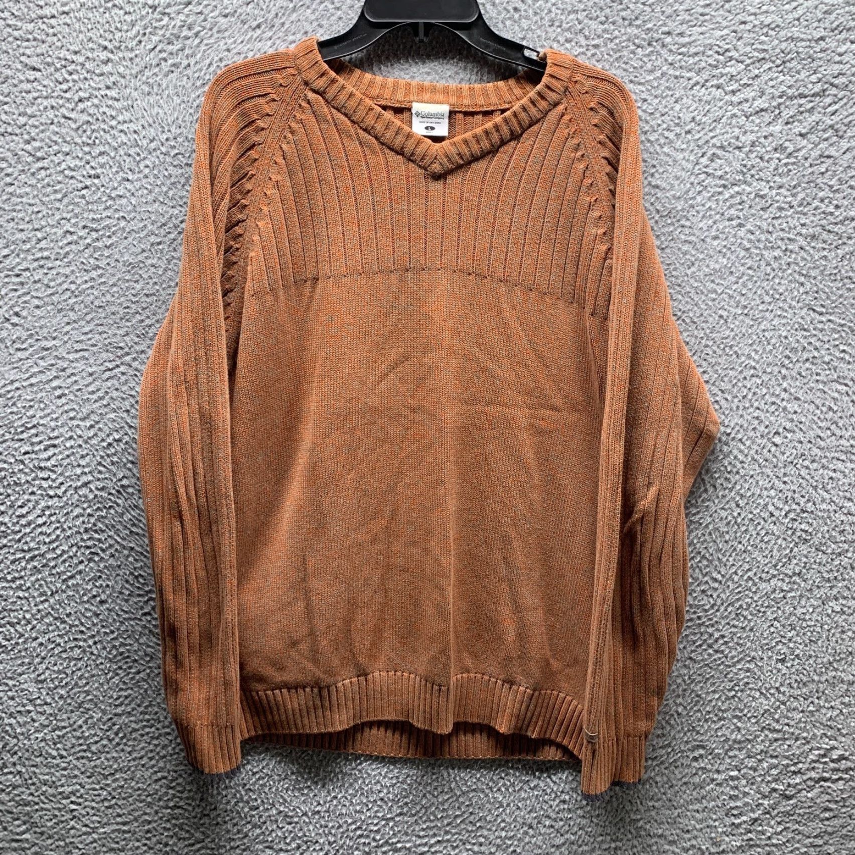Vintage Columbia Sweater Mens Pullover Knit V-Neck Cotton Army Brown XL? Wait. Size US L / EU 52-54 / 3 - 2 Thumbnail