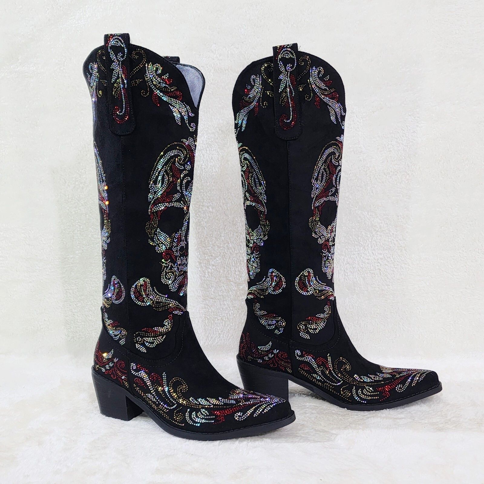 Other MUERTO Country Western Cowgirl Boots Sparkling Iridescent Rh Size US 10 / IT 40 - 2 Thumbnail
