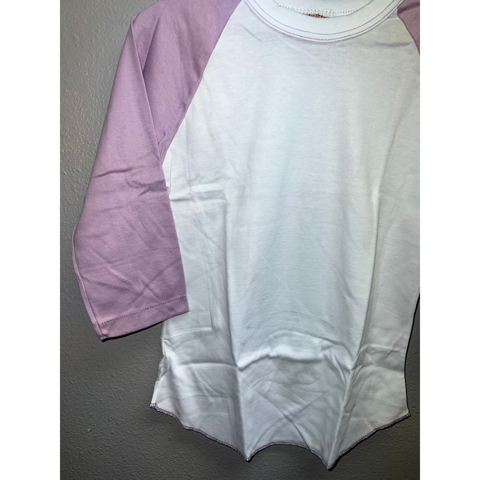 Vintage Women's 80s Vintage Lucky Star White Purple Raglan Shirt M Size M / US 6-8 / IT 42-44 - 5 Thumbnail