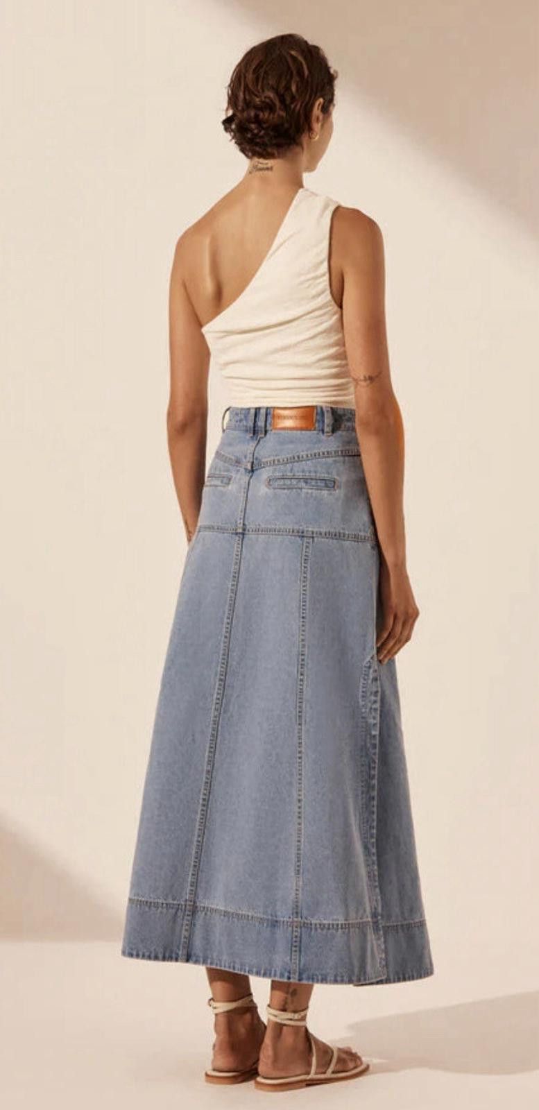 Designer Shona Joy Stella Panelled Midi Denim Skirt - Size AU 8/US 4 Size 27" / US 4 / IT 40 - 5 Thumbnail