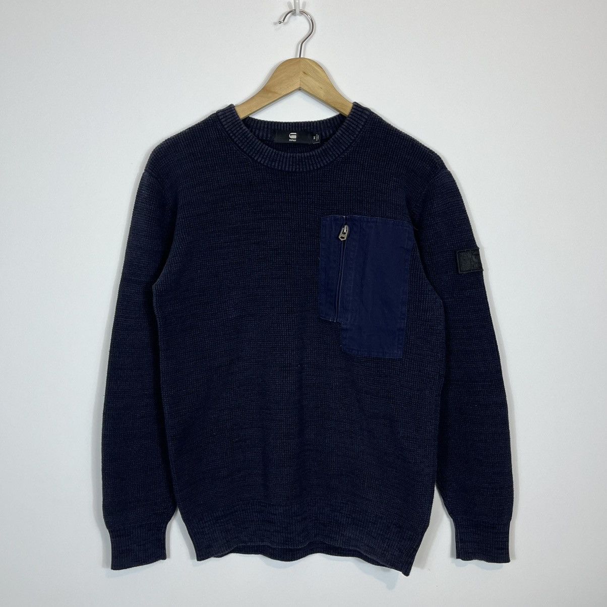 G-Star G-Star Raw Blue Patch Powel Knitted Sweater Streetwear Y2K Size US M / EU 48-50 / 2 - 1 Thumbnail