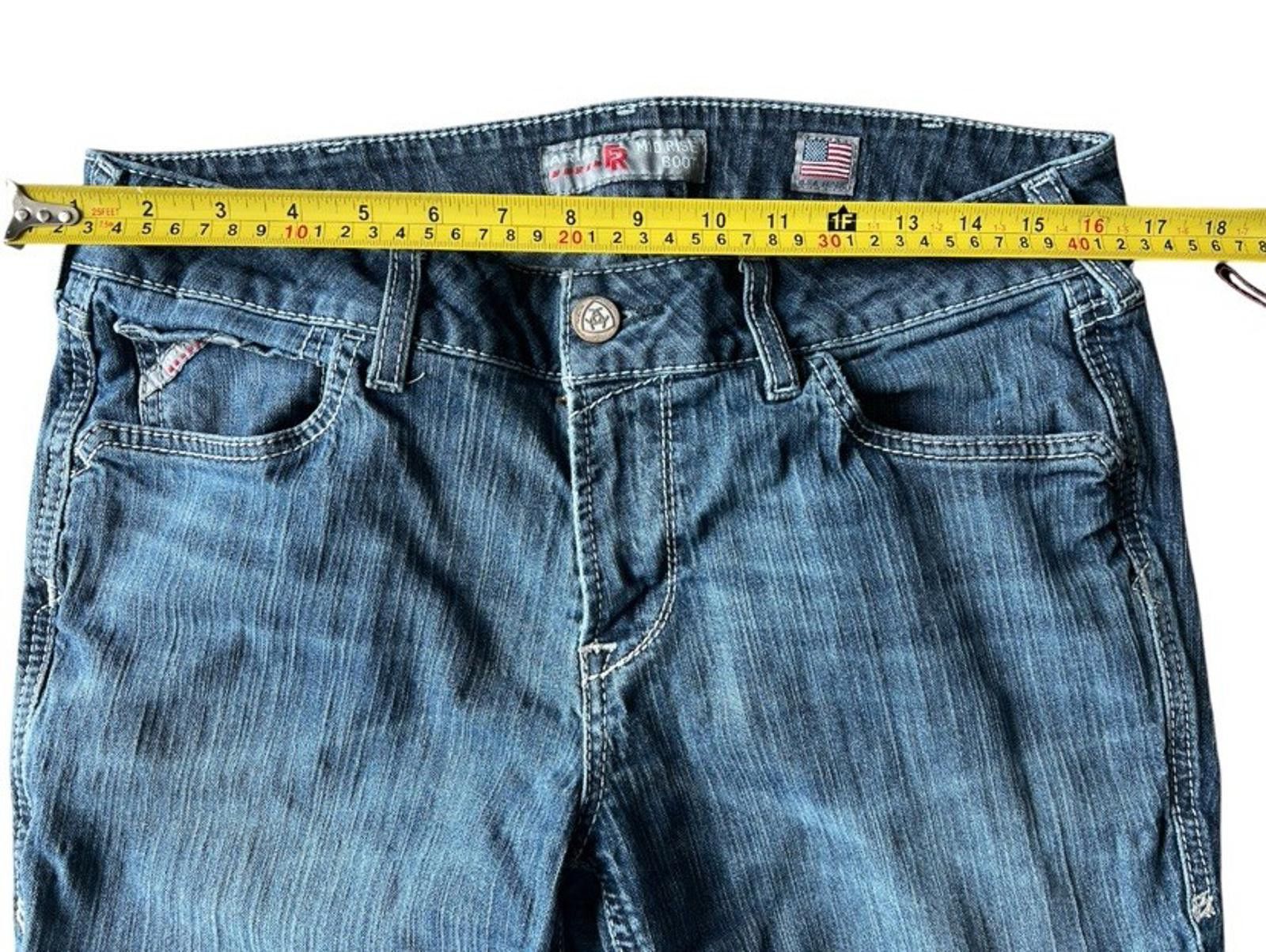 Ariat Ariat Real Denim Size 31 Medium Mid Rise Bootcut Whiskering Size 31" - 5 Thumbnail