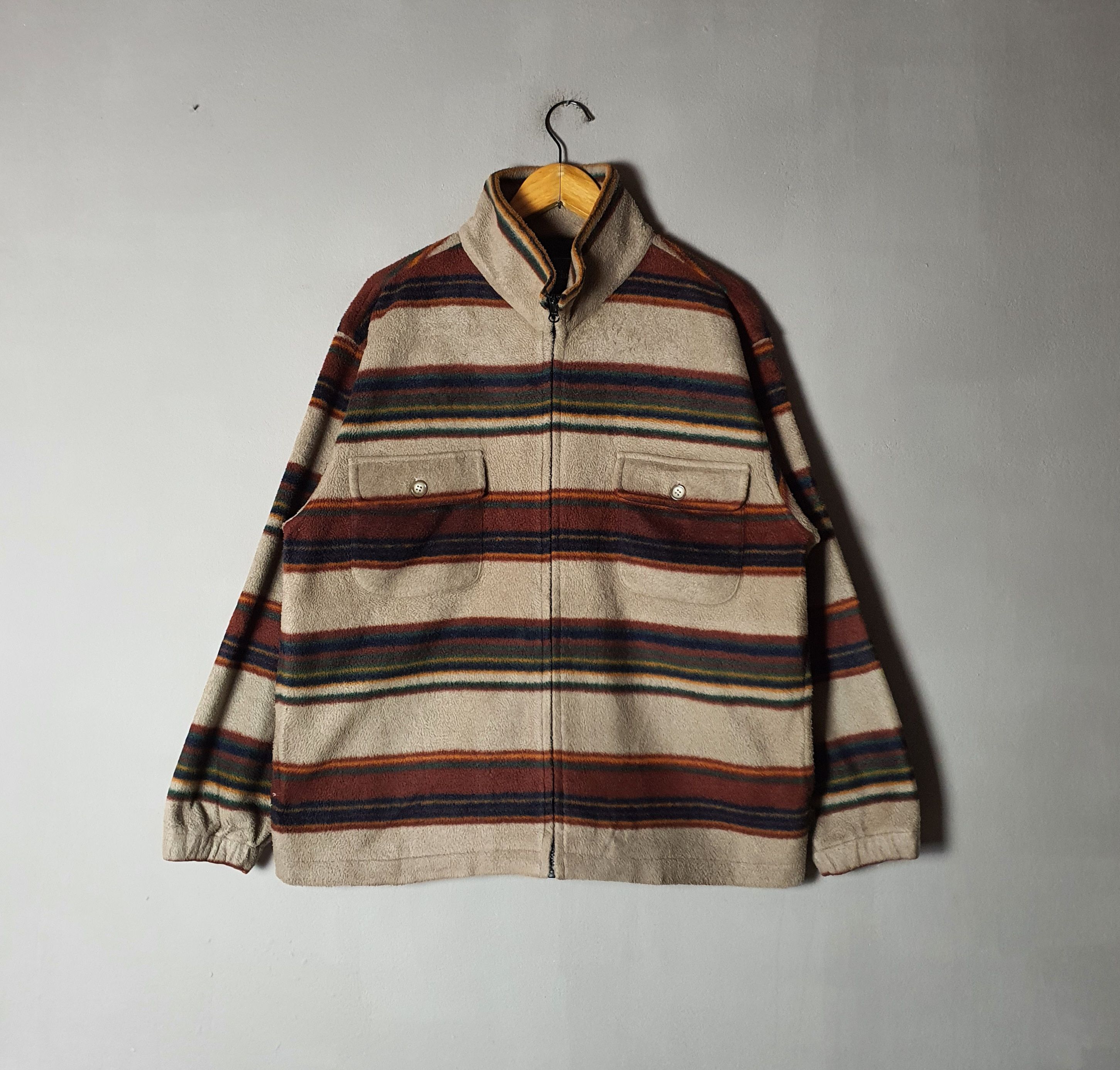 Vintage 90s Polo Club Fleece Zipper Striped Sweater Size Medium Size US M / EU 48-50 / 2 - 1 Preview