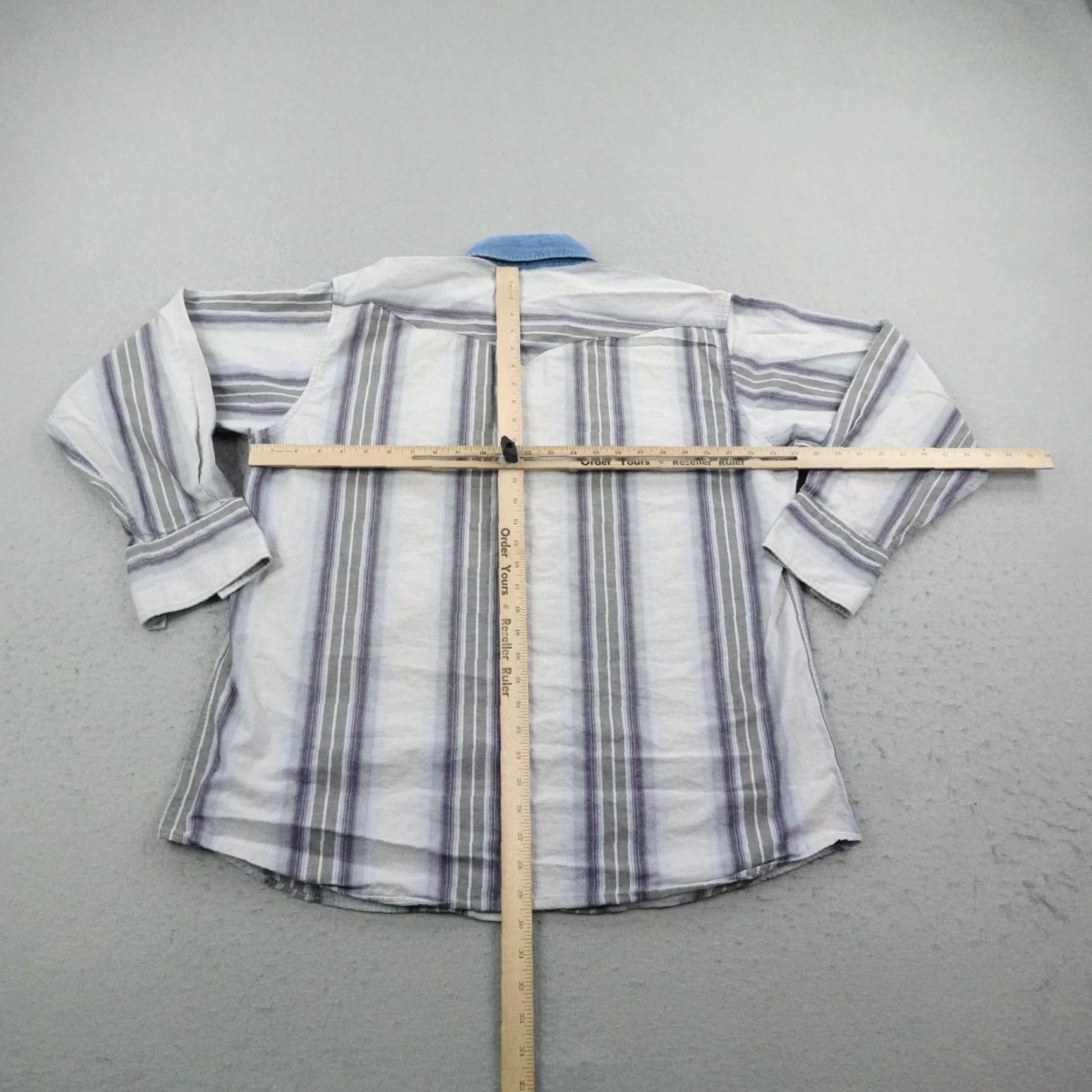 Vintage VINTAGE Panhandle Slim Shirt Mens XL Gray Stripes Denim Collar Button Up Western Size US XL / EU 56 / 4 - 3 Thumbnail