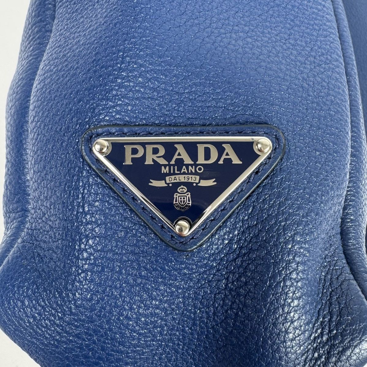 Prada Prada Blue Triangle Logo Nappa Leather Large Tote Bag Size ONE SIZE - 4 Thumbnail