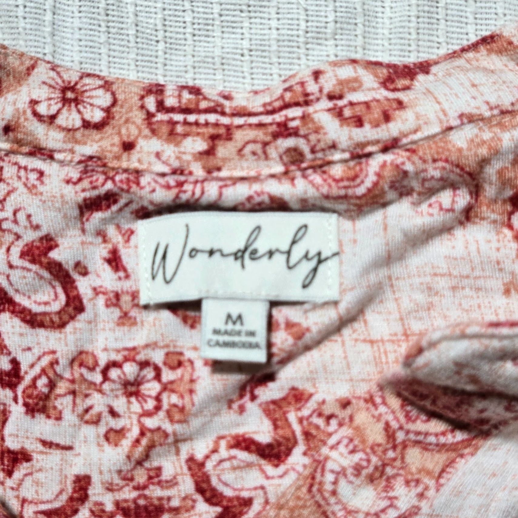 Vintage Wonderfly Red Floral Long Sleeve Shirt Women's M Medium Tunic Blouse Knit Top Shirt Size M / US 6-8 / IT 42-44 - 3 Thumbnail