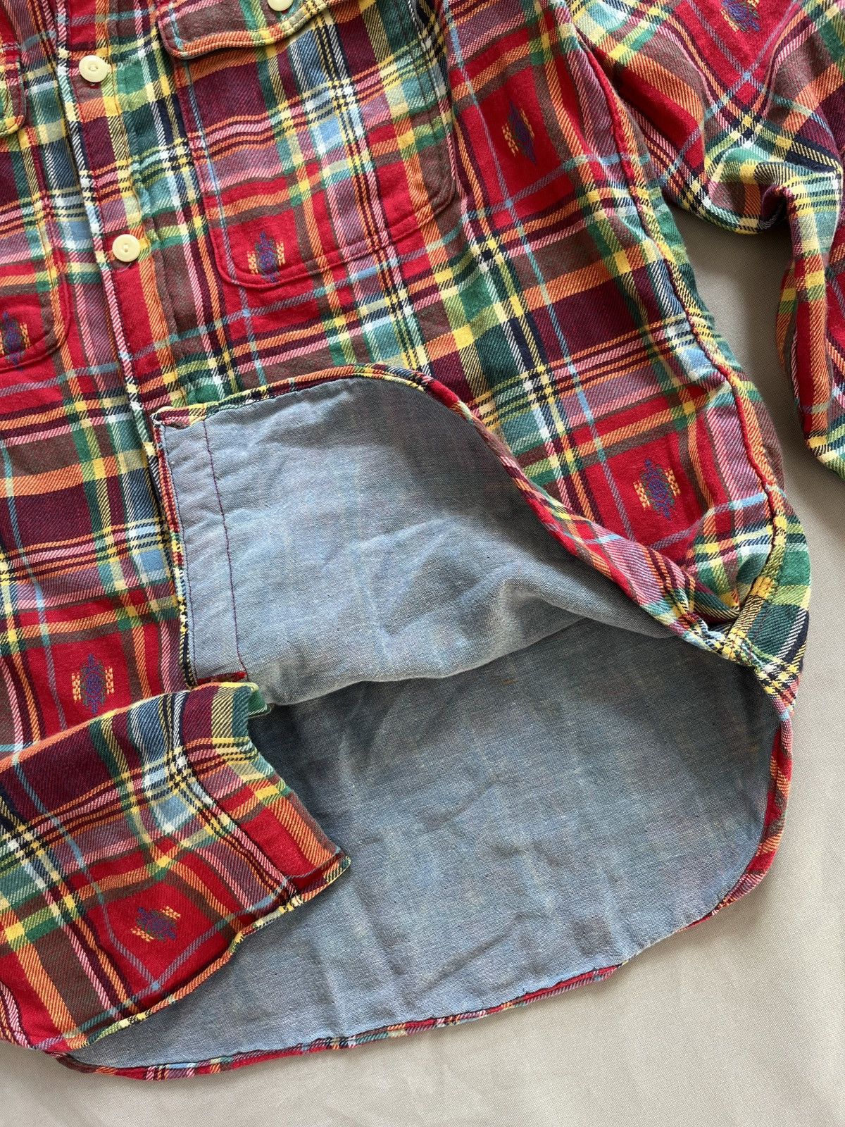 Polo Ralph Lauren Polo Ralph Lauren Flannel Madras Navajo RRL Ornamental Shirt Size US S / EU 44-46 / 1 - 8 Thumbnail