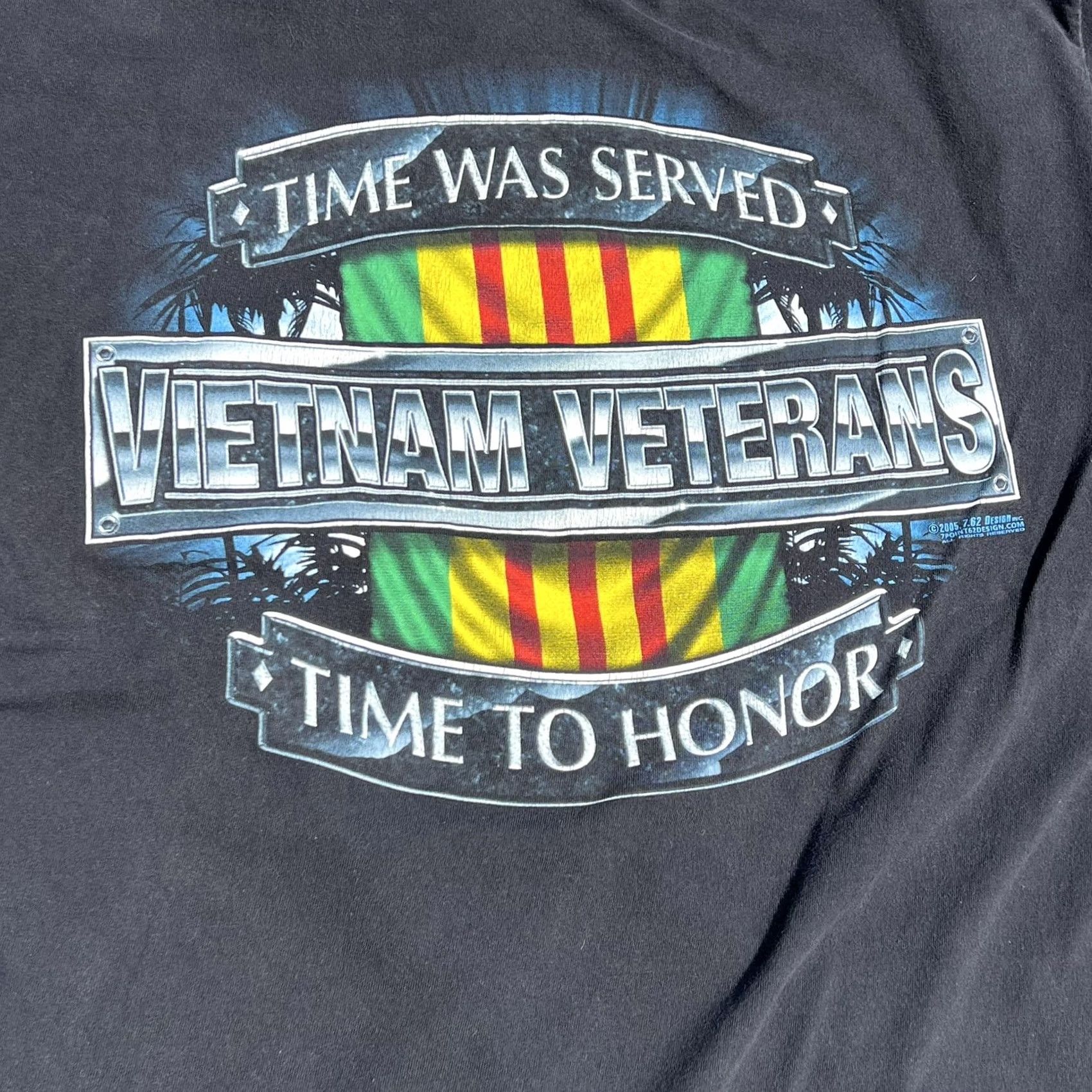 Vintage VINTAGE Men's T-Shirt Black Large 2005 VIETNAM VETERAN Time Was Served 7.62 Design Mens Shirts L Black Size US L / EU 52-54 / 3 - 4 Thumbnail