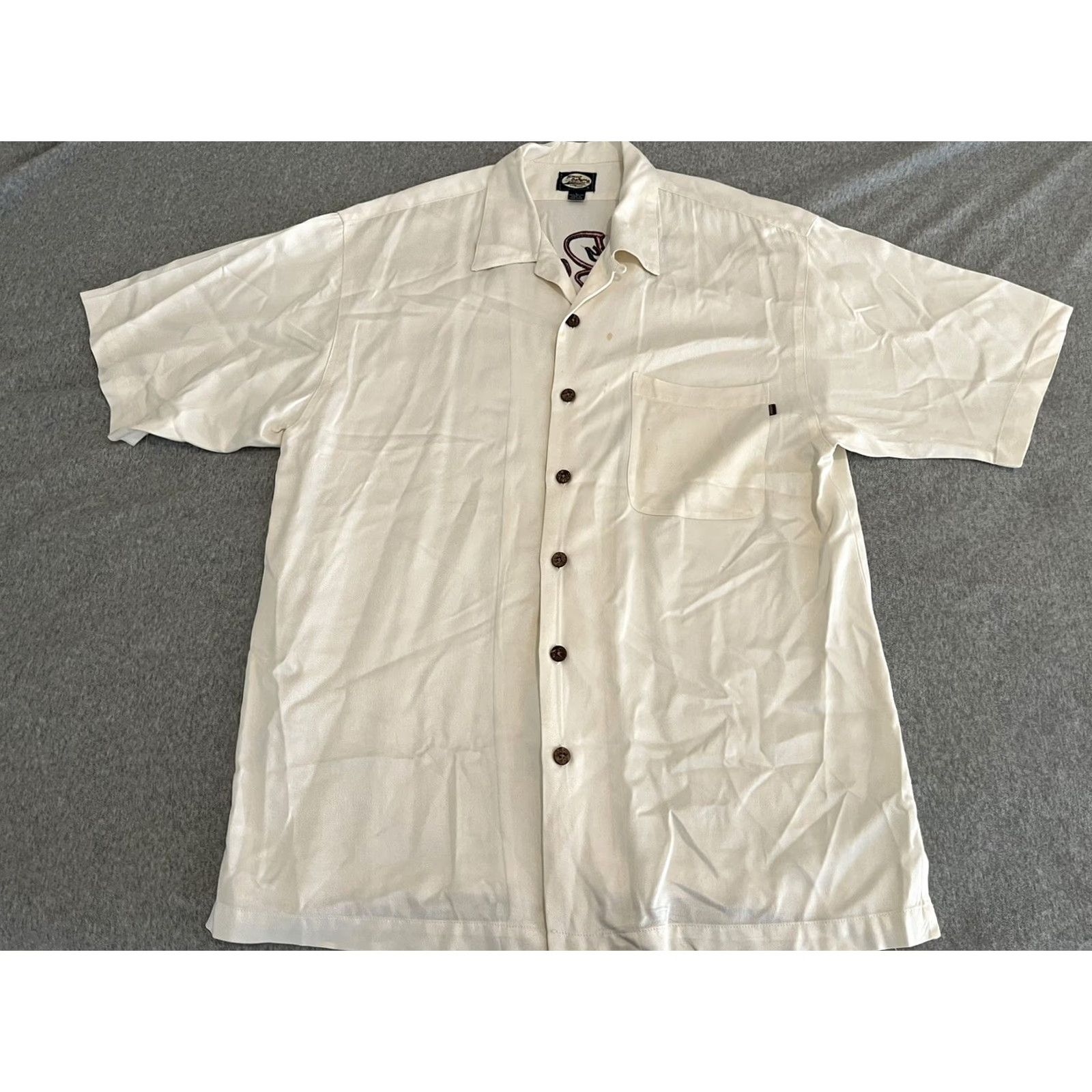 Tommy Bahama Tommy Bahama Rayon Embroidered Shirt Bar None Martini Mens Large Ivory Hawaiian Size US L / EU 52-54 / 3 - 3 Thumbnail