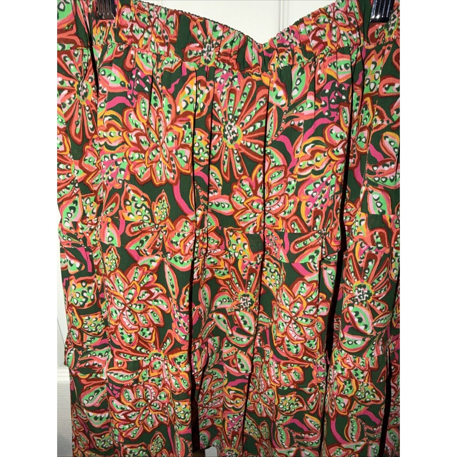 J.Crew J.Crew Ruffle Skirt Women's Size Large Orange Pink Floral Size 30" / US 8 / IT 44 - 5 Thumbnail