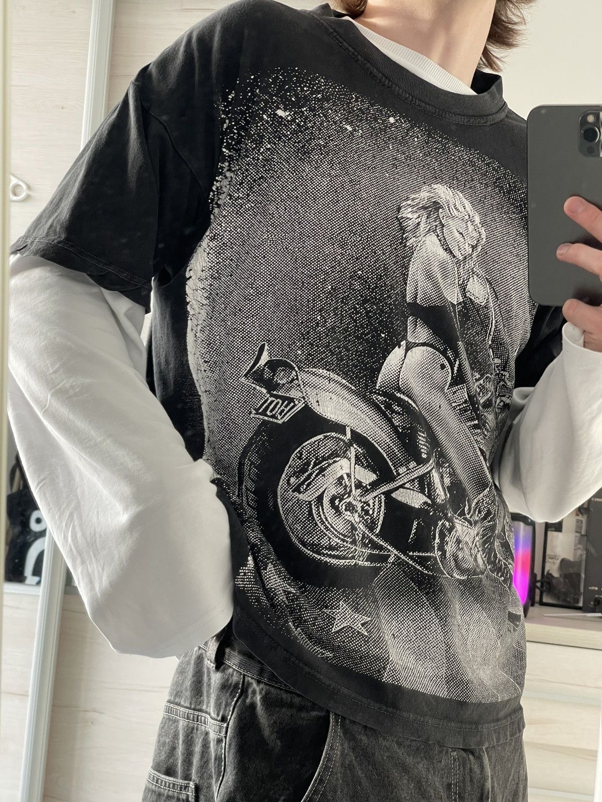 Band Tees × Vintage VINTAGE 90s PORNO GIRL ON BIKE SING STITCH TEE Size US L / EU 52-54 / 3 - 18 Thumbnail