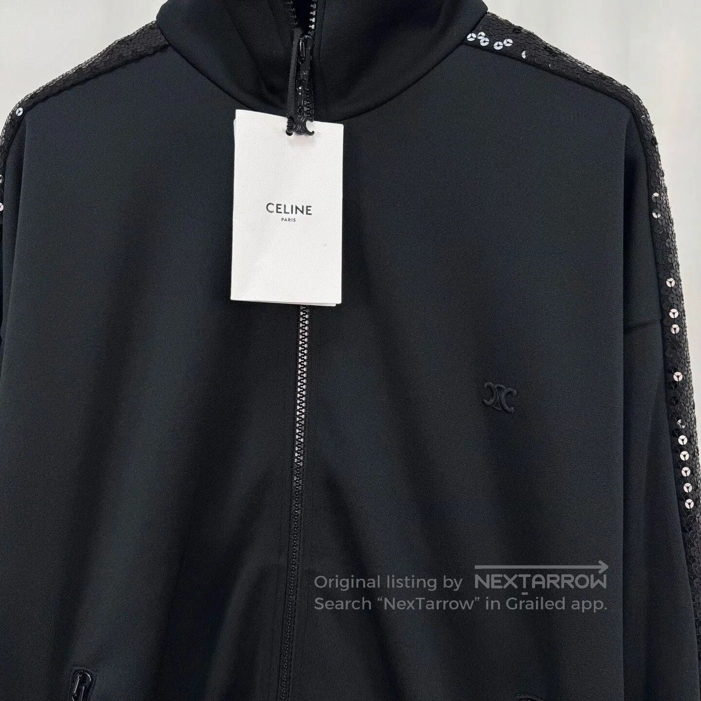 Celine black sequin embroidered zip jacket. Size XS / US 0-2 / IT 36-38 - 3 Thumbnail