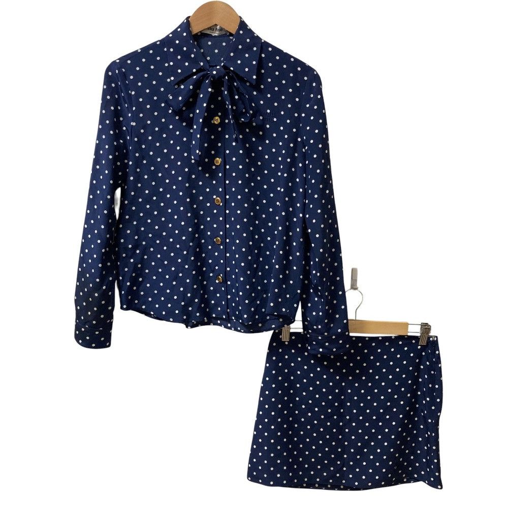 Miu Miu Miu Miu Miu Miu Polka Dot Crepe de Chine Setup Textile Tops DUTY FREE for USA Size ONE SIZE - 1 Thumbnail