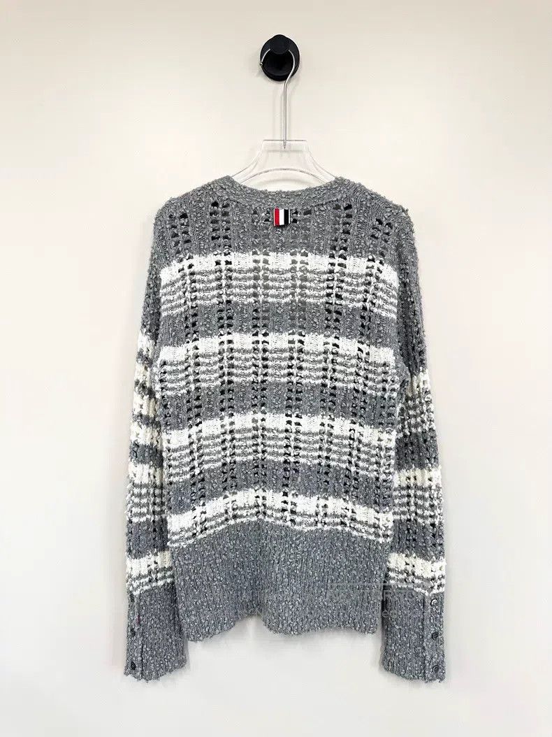 Thom Browne Thom Browne Grey and White Striped Knit Open-Cardigan Size S / US 4 / IT 40 - 2 Thumbnail