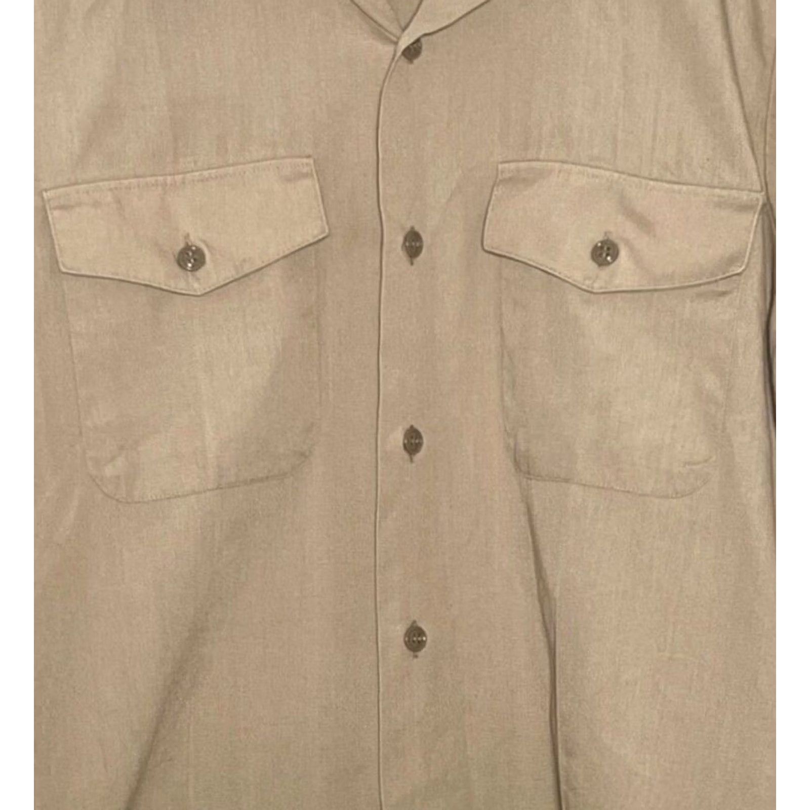 Vintage Vintage Flying Cross Service Shirt Mens Medium Brown Poplin Button Up Uniform Size US M / EU 48-50 / 2 - 2 Thumbnail