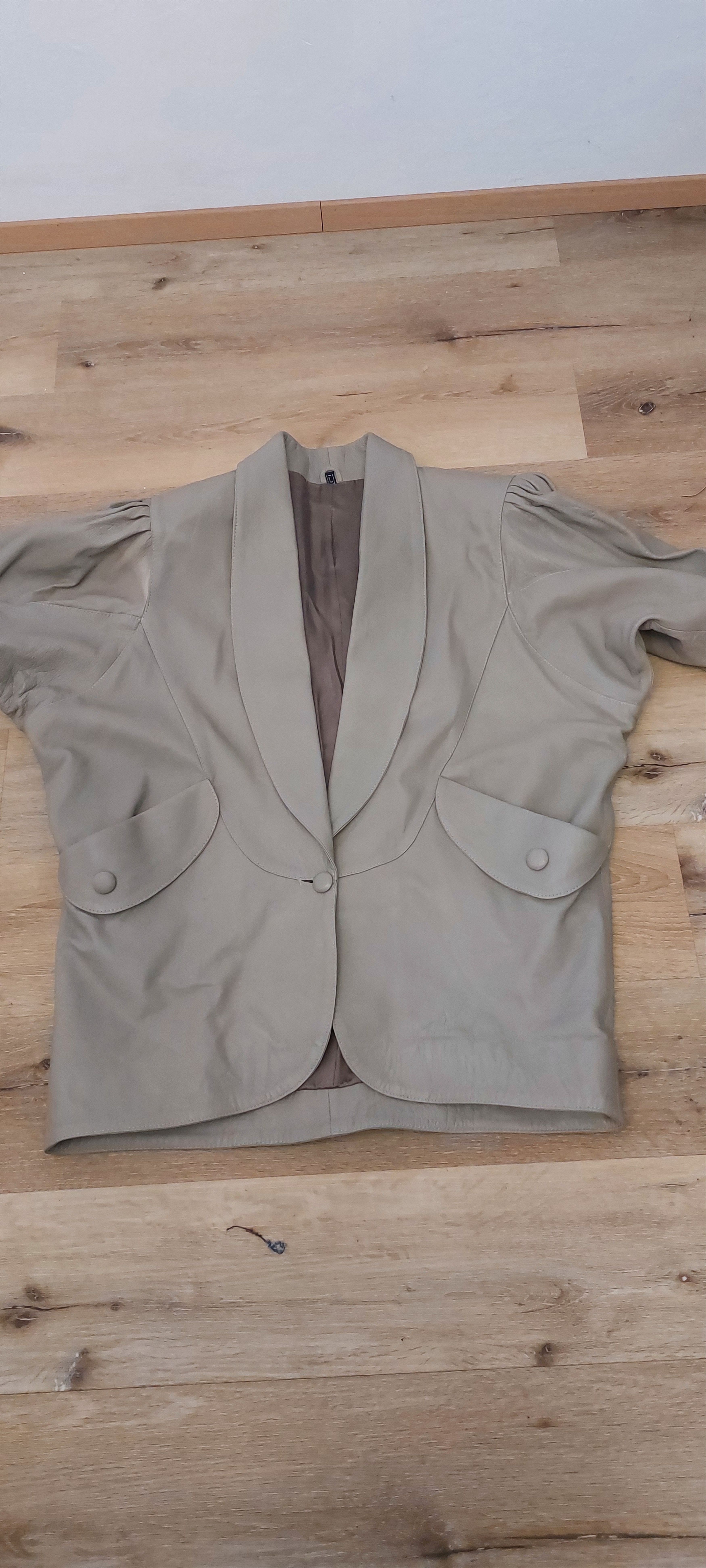 Vintage 80s Oversized Leather Jacket Strong Shoulders Tapered Size L / US 10 / IT 46 - 12 Thumbnail