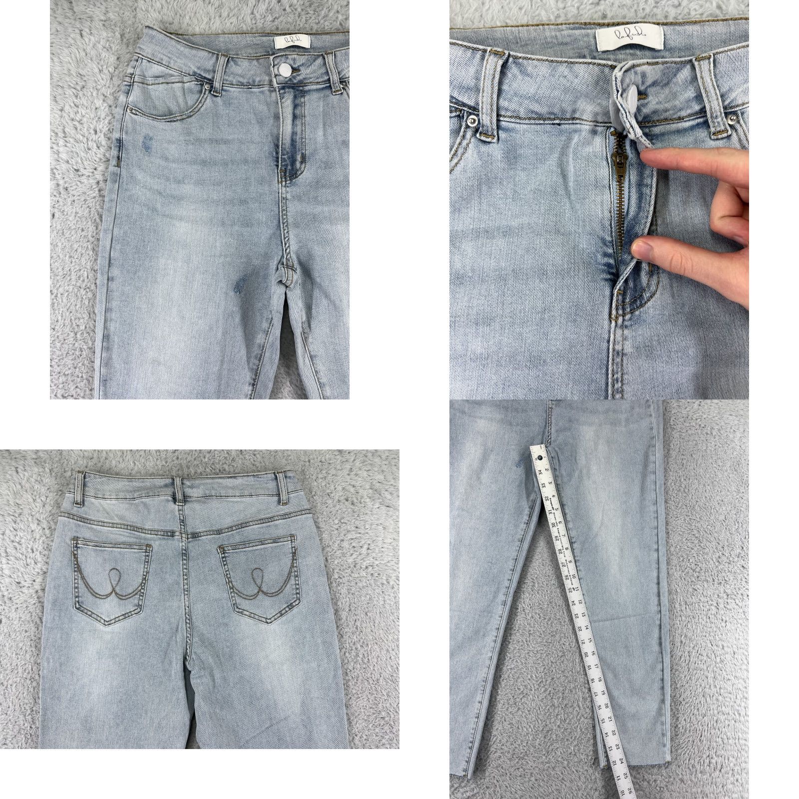 Vintage Lafudeo Jeans Women Large Blue Denim Light Wash 5-Pocket Regular Cotton Stretch Mom Style Size 36" / US 14 / IT 50 - 8 Thumbnail