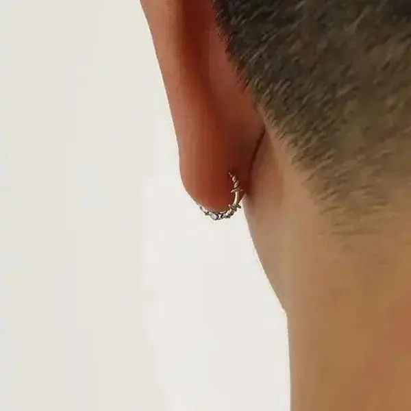 Jewelry 925 Silver Retro Punk Hoop Earrings Size ONE SIZE - 6 Thumbnail