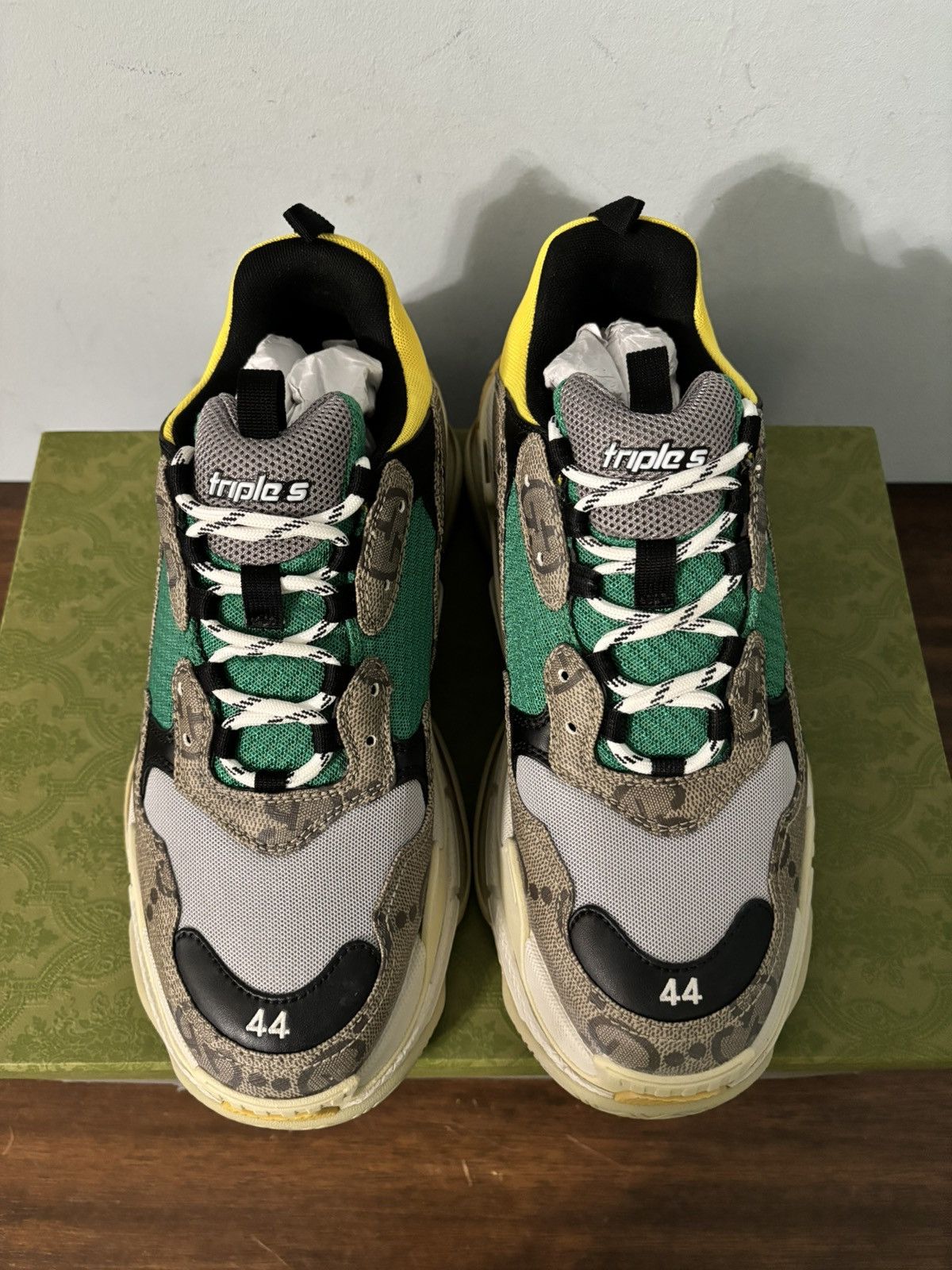 Balenciaga × Gucci Gucci Balenciaga The Hacker Project Triple S Green Yellow Size US 11 / EU 44 - 2 Thumbnail