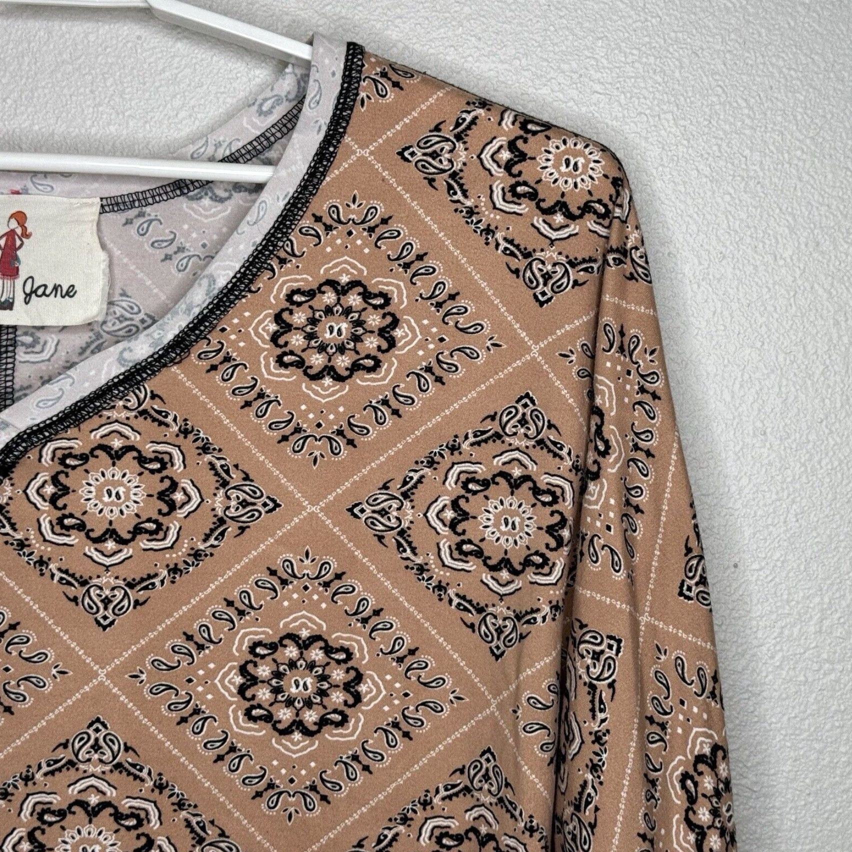 Pinko Boho Jane Women's Top T-Shirt Dolman Sleeve V-Neck 3/4 Sleeve Stretch Geometric Print Pink Black Size S Size S / US 4 / IT 40 - 2 Thumbnail