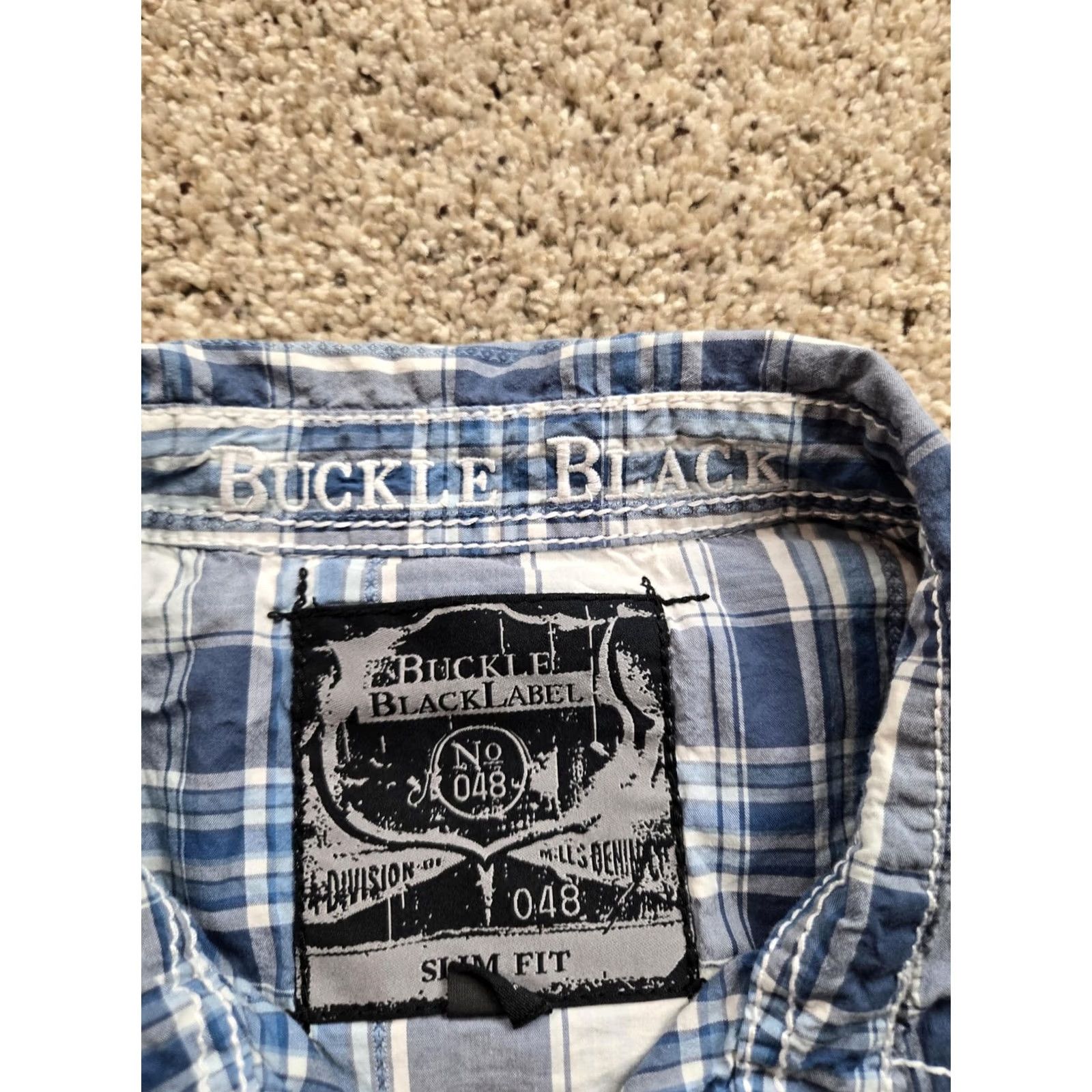 Buckle Black Buckle Black Label Shirt Mens XL Blue Plaid Long Sleeve Snap Front Slim Fit Size US XL / EU 56 / 4 - 5 Thumbnail
