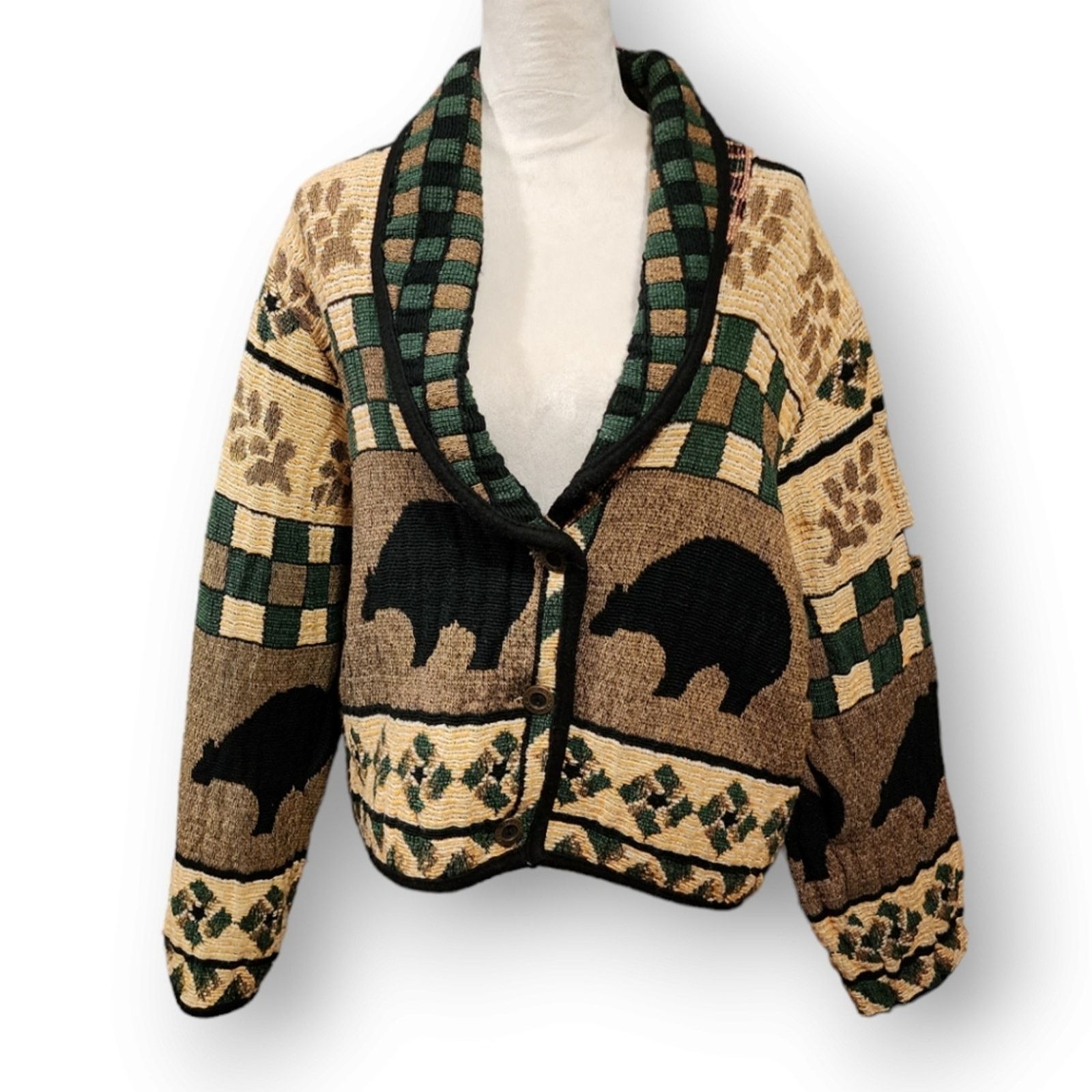 Vintage Vintage Sugar Weavers Cotton Woven Bear Blanket Jacket Size ONE SIZE - 3 Thumbnail