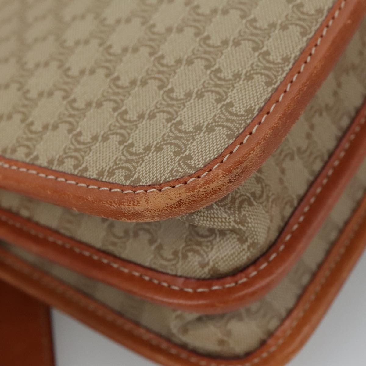 Celine CELINE Macadam Canvas Shoulder Bag Beige Gold Size ONE SIZE - 16 Thumbnail